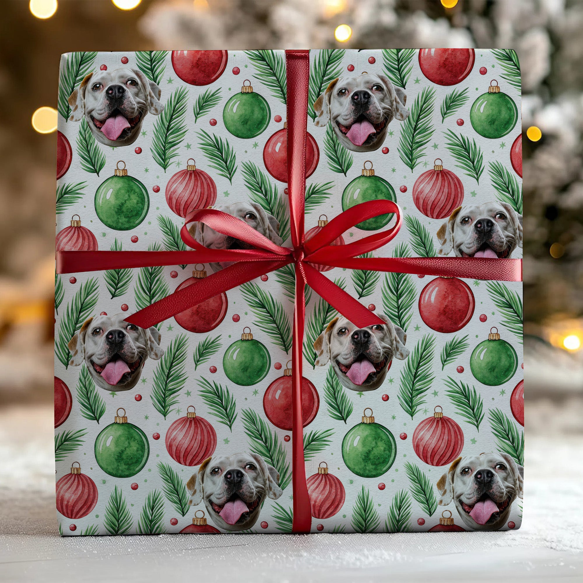 Personalized Christmas Dog Gift Wrapping Paper