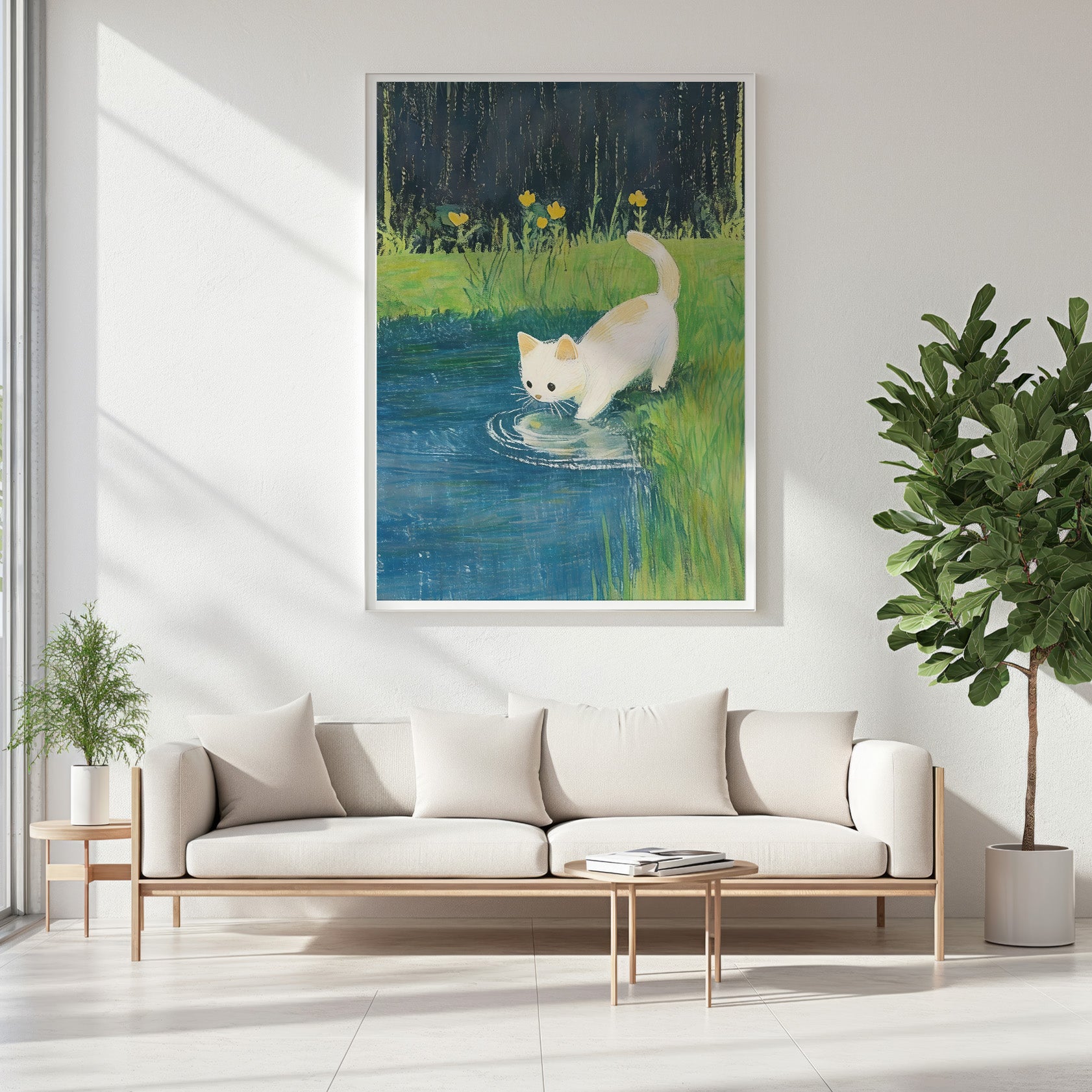 Cat In The Field Vertical Poster