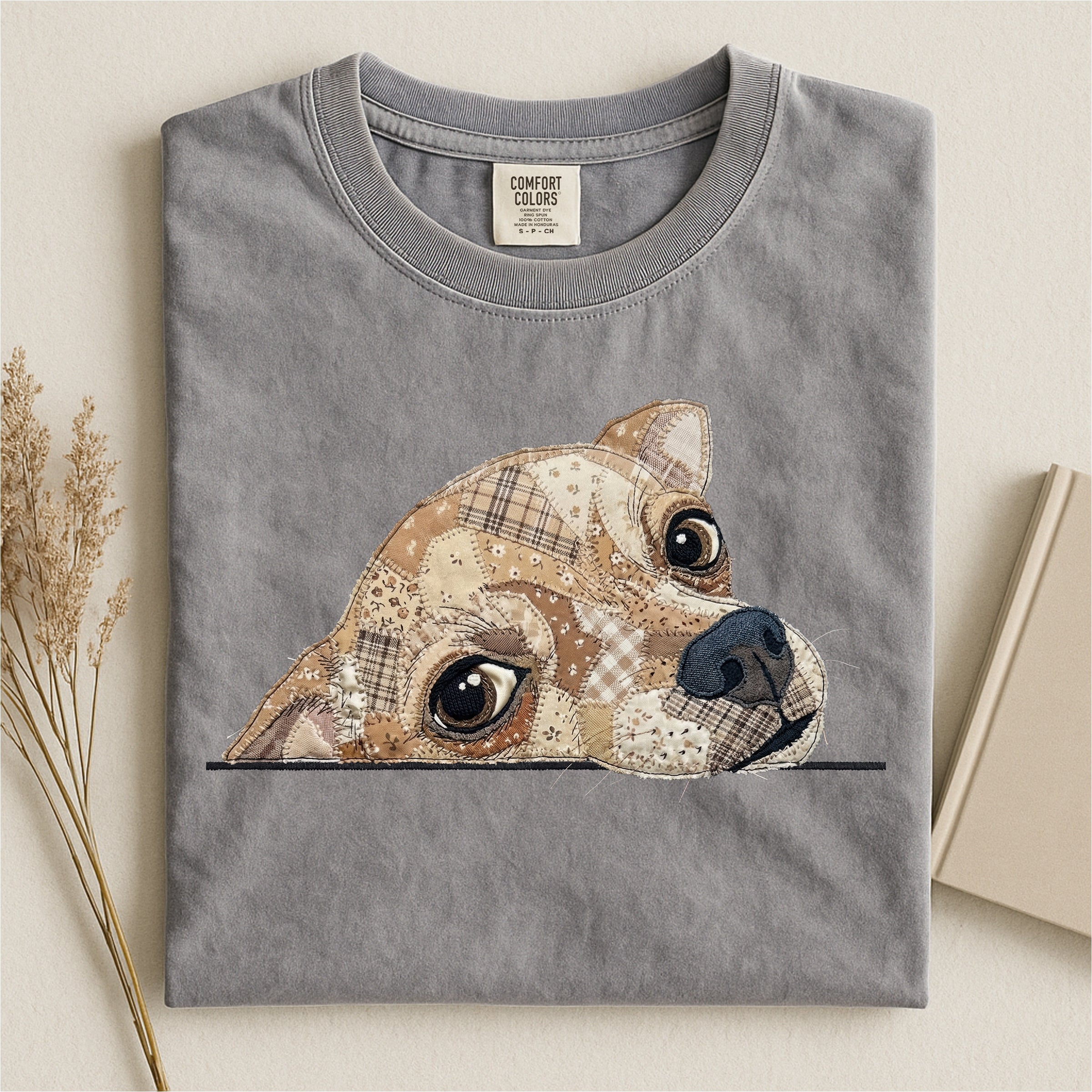 Chihuahua Faux Embroidery Comfort T-shirt