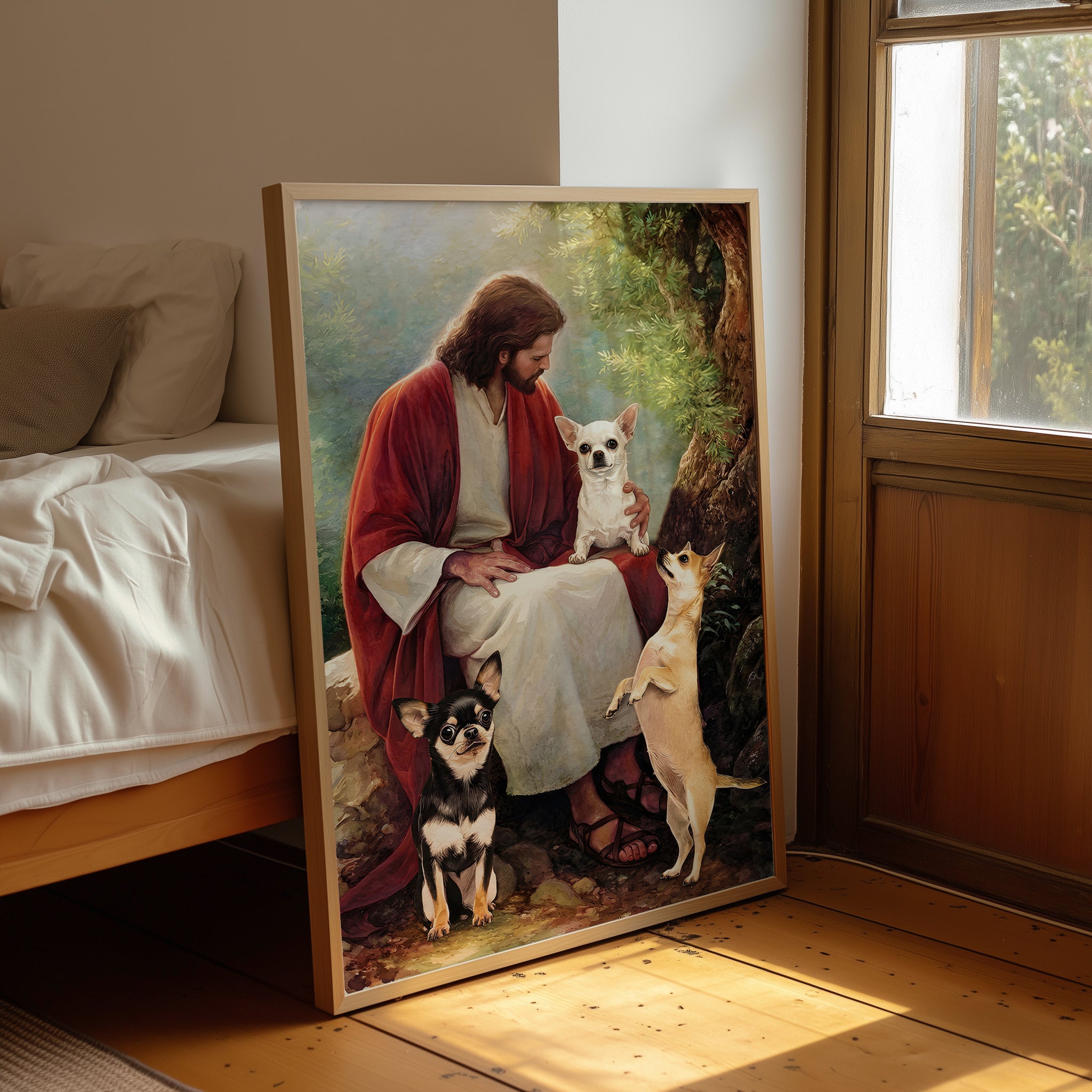 Chihuahua With Jesus Poster