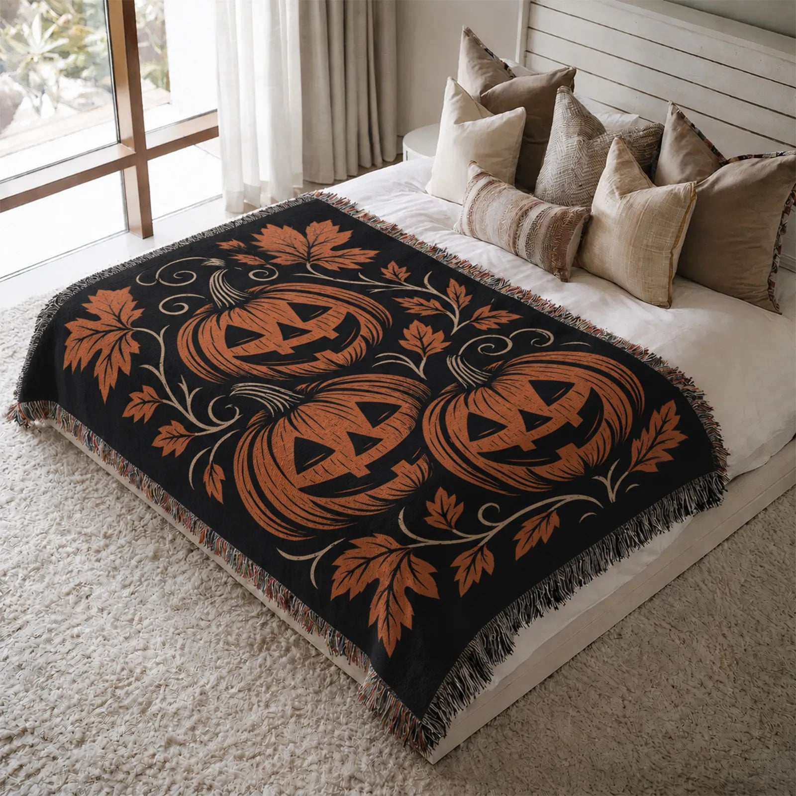 3 Pumpkin Woven Blanket