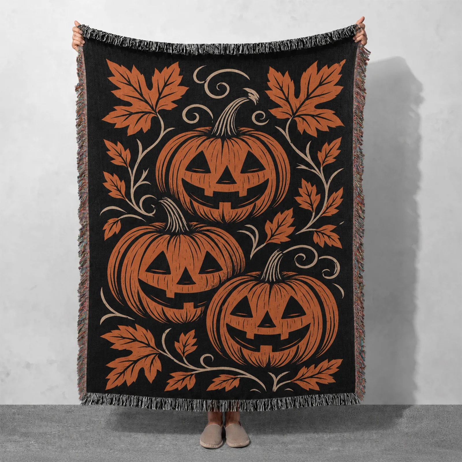 3 Pumpkin Woven Blanket