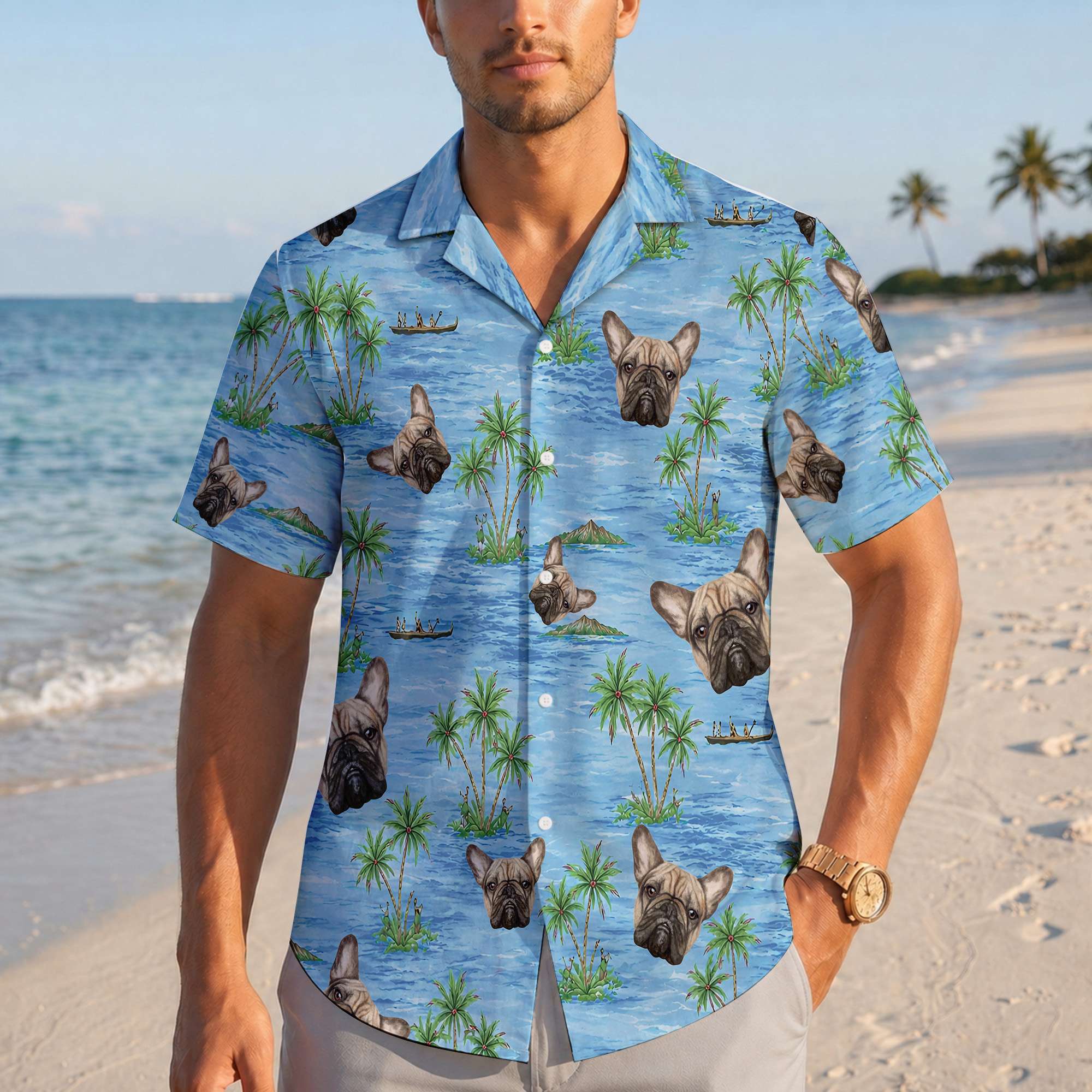 Blue Tropical Custom Dog Hawaiian Shirt