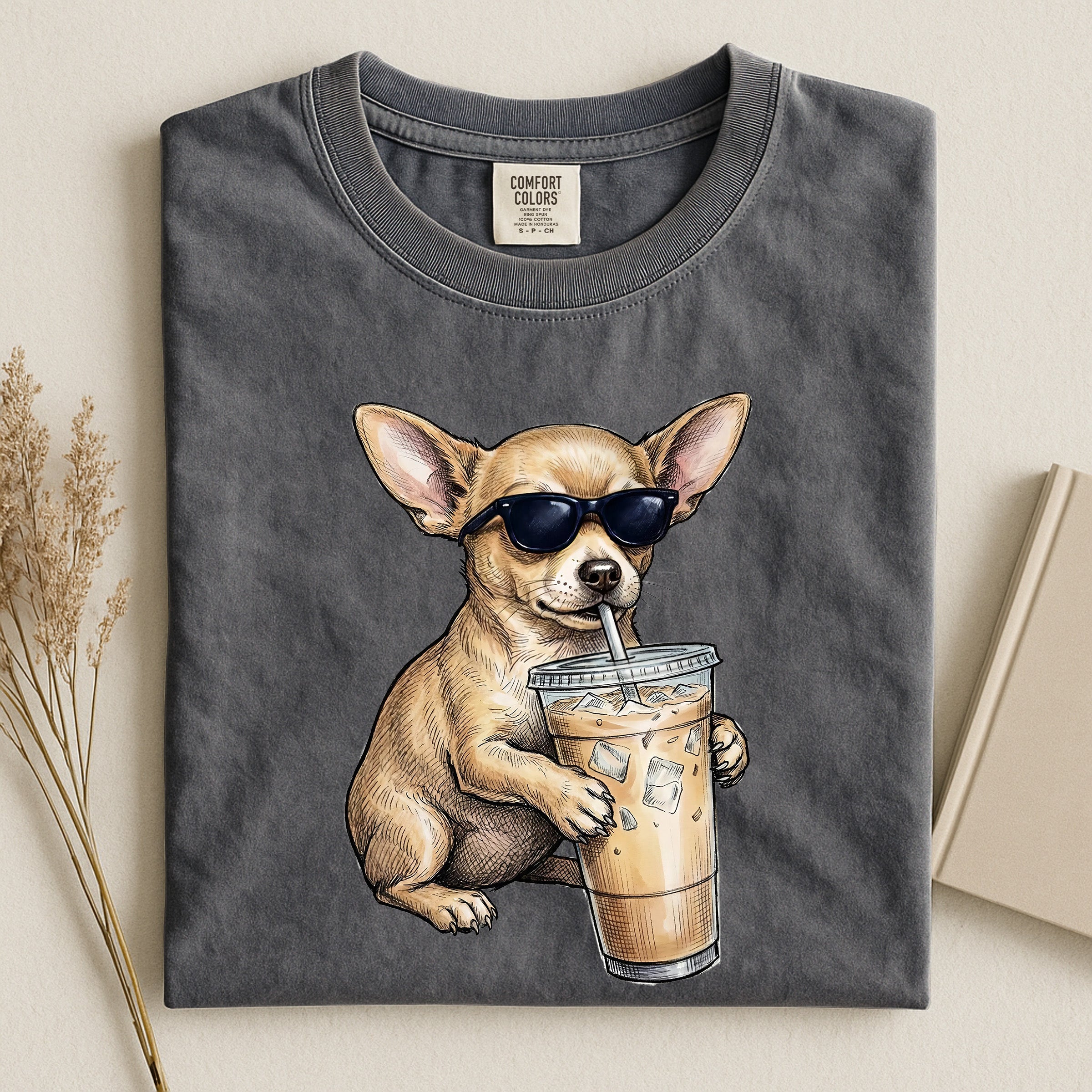 Cool Chihuahua Drink Coffee Comfort T-shirt