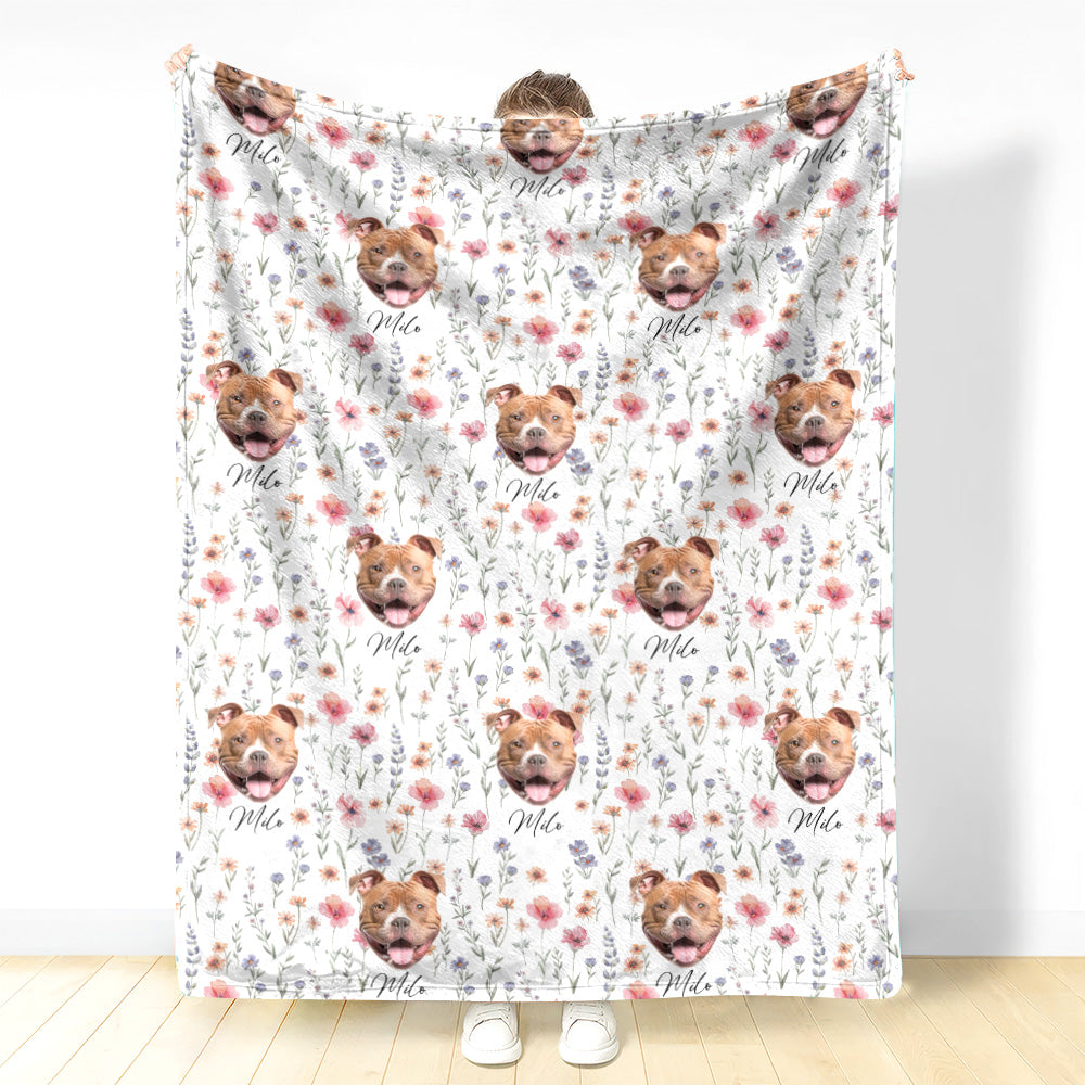 Personalized Dog Floral Cozy Blanket