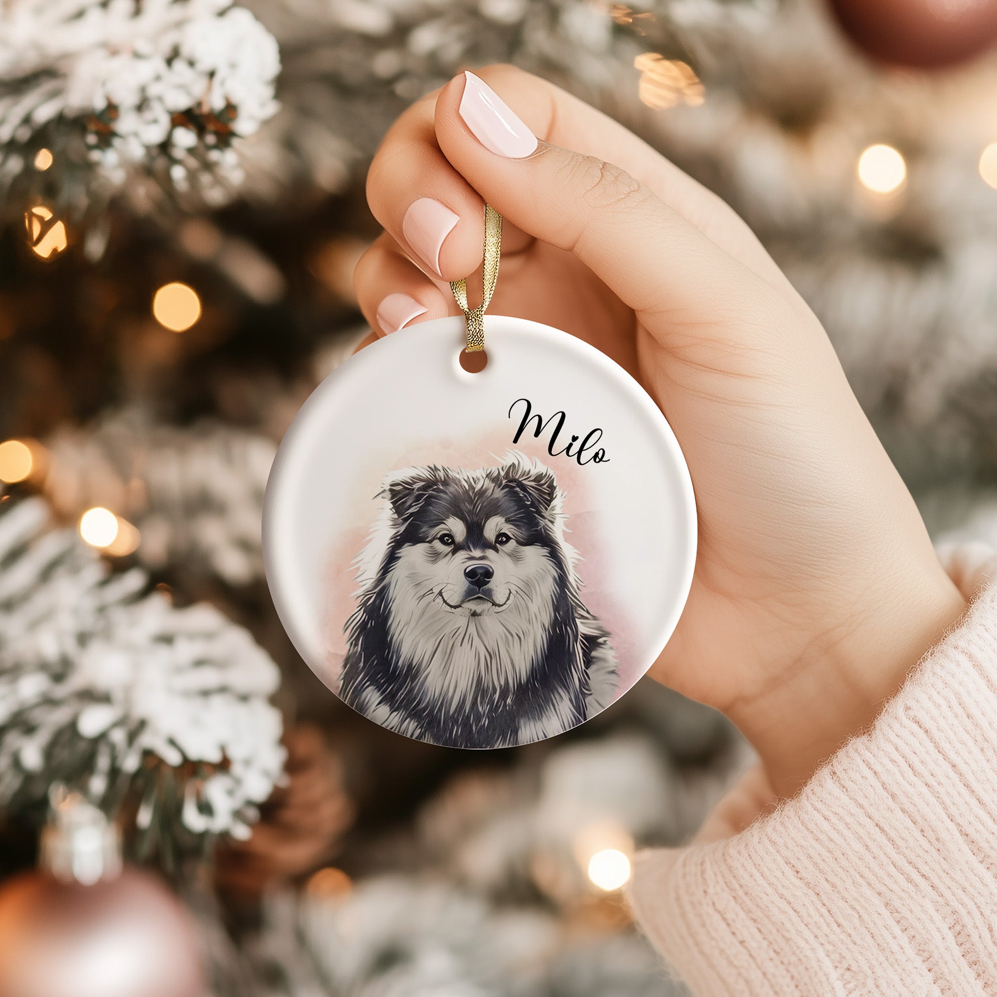 Personalized Watercolor Dog Ornament 1410