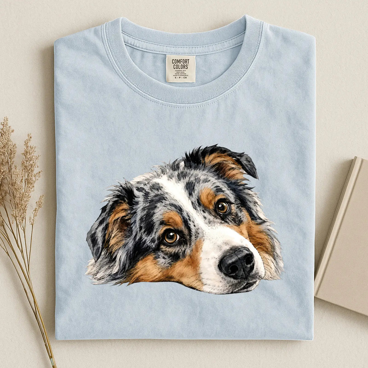 Australian Shepherd Face Comfort Color T-shirt