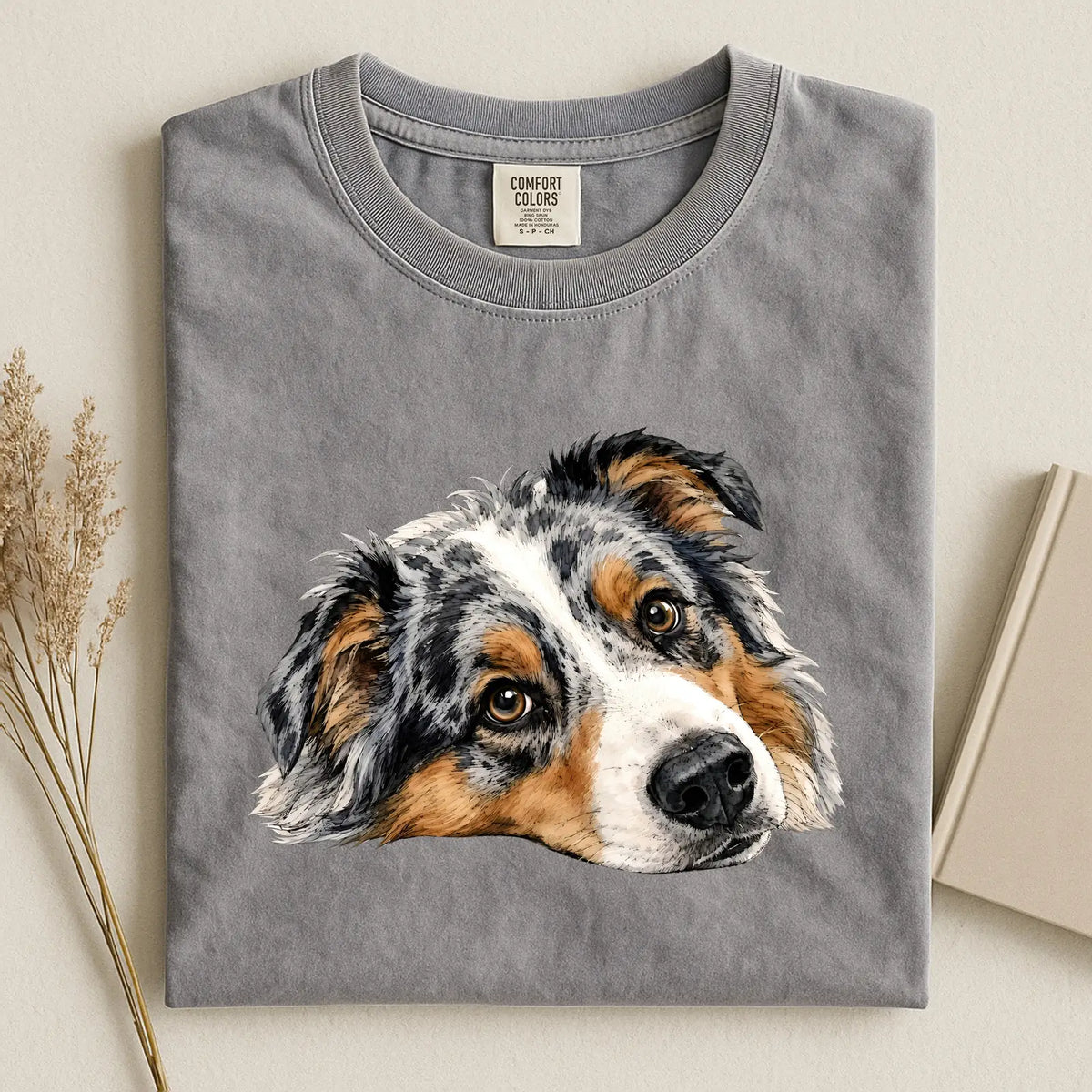 Australian Shepherd Face Comfort Color T-shirt