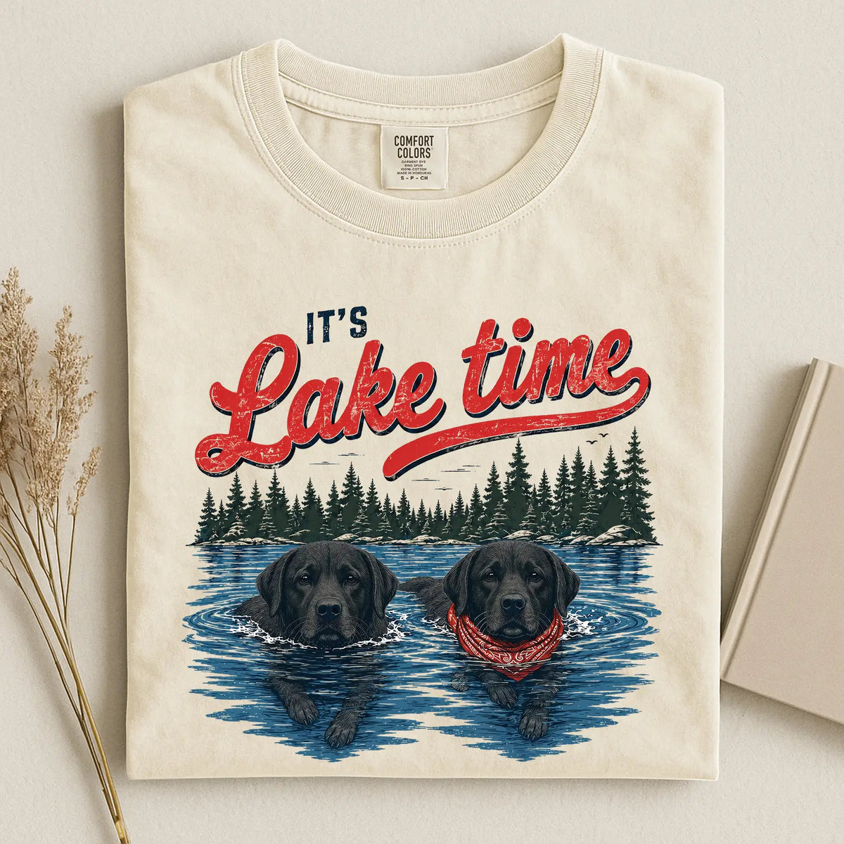 Black Labrador Lake Time Comfort Color T-shirt