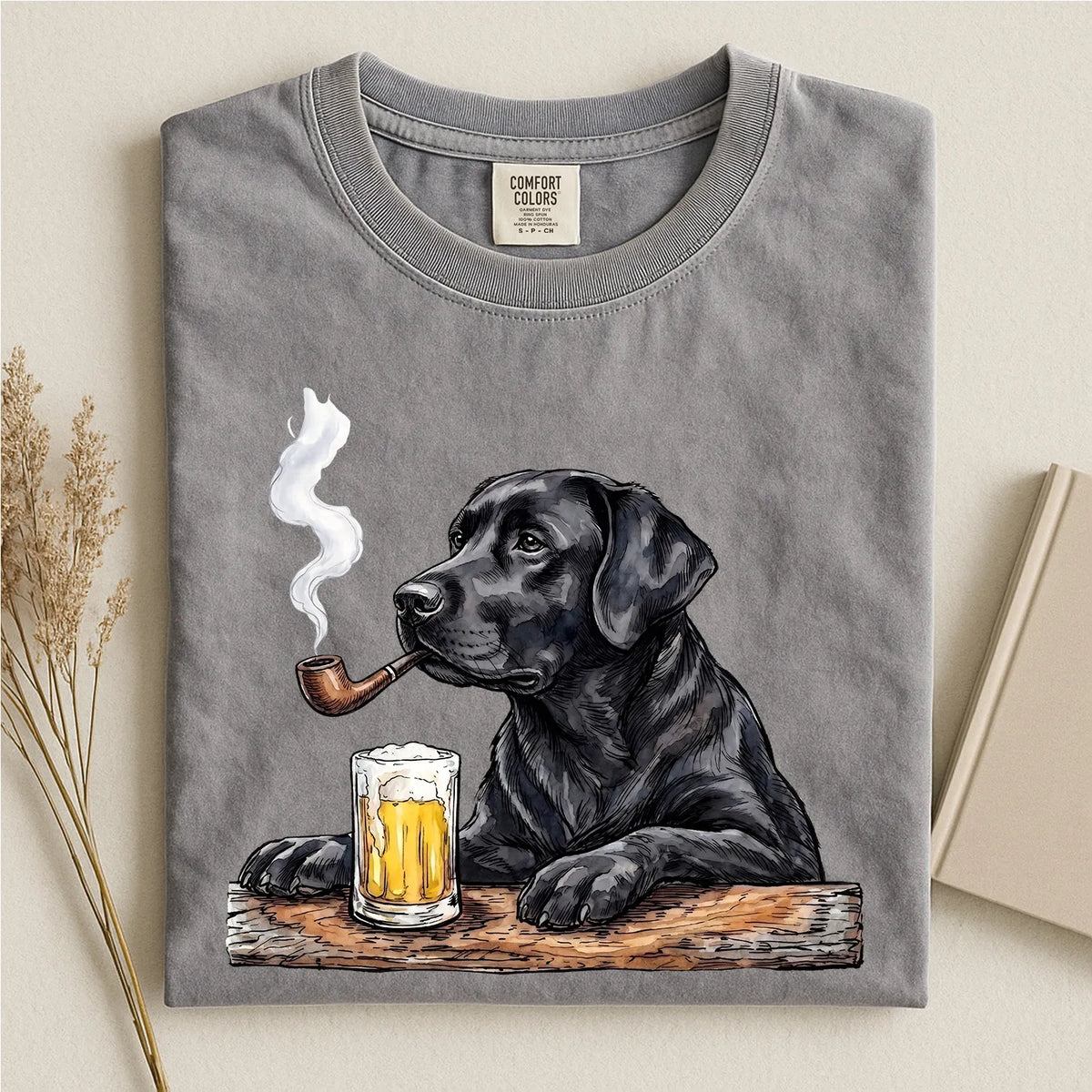 Black Labrador With Beer Comfort Color T-shirt