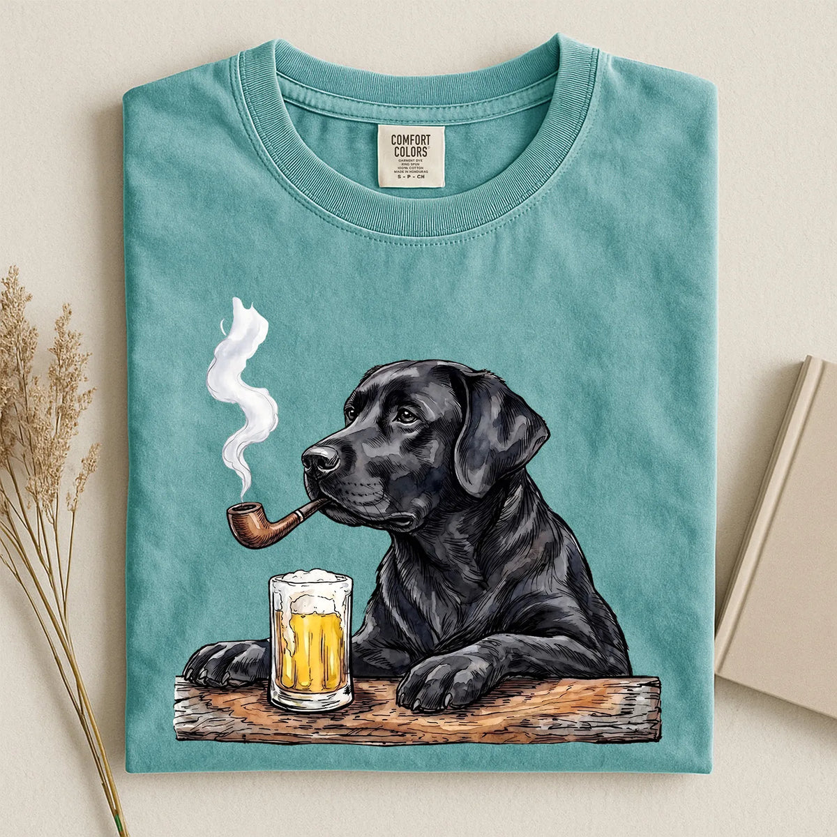 Black Labrador With Beer Comfort Color T-shirt