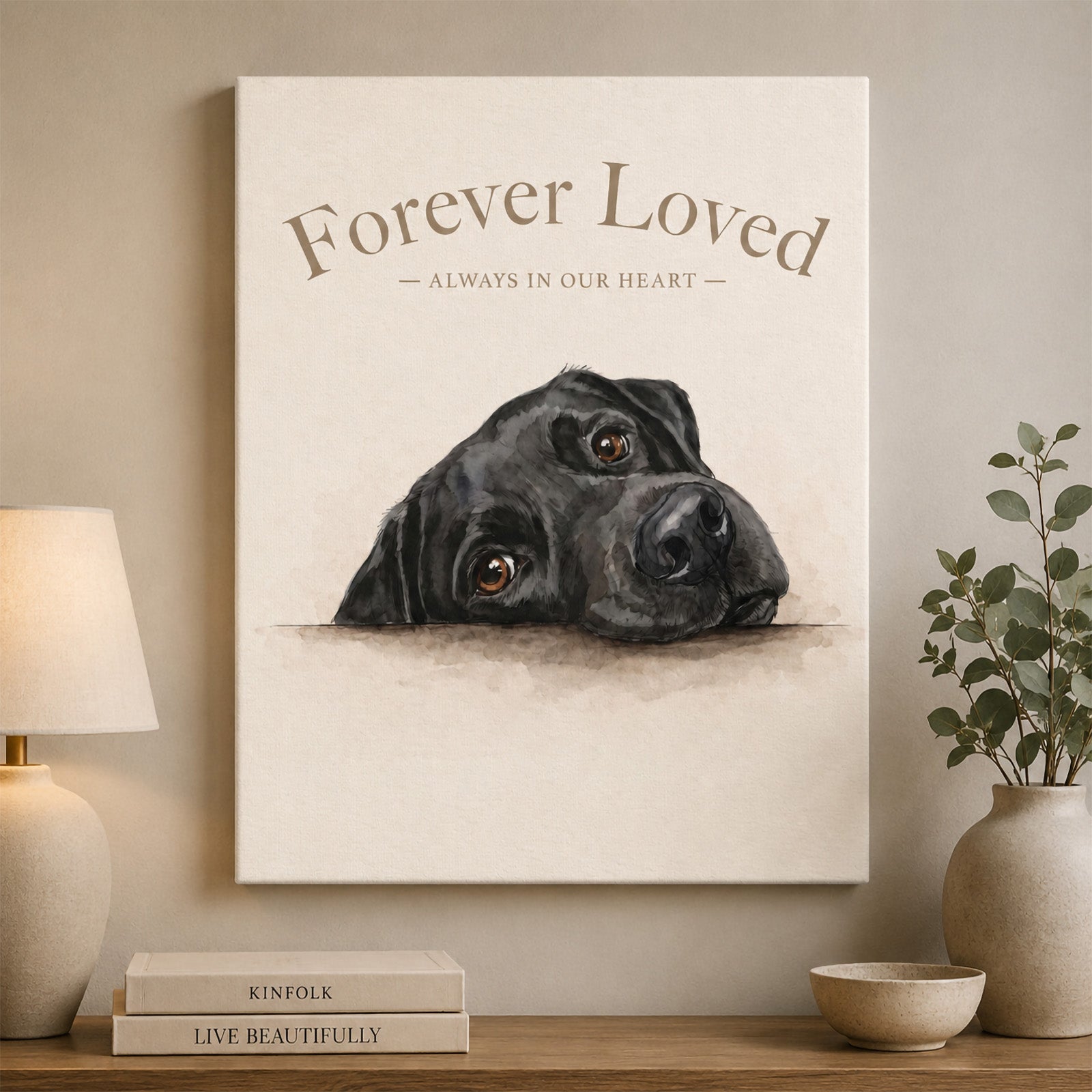 Black Labrador Face Framed Canvas 3:4