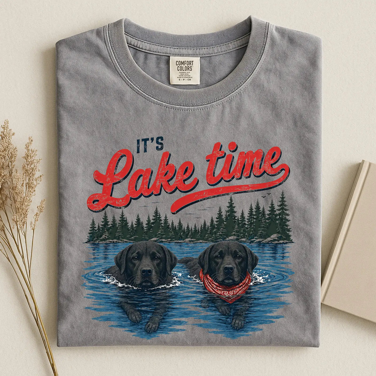 Black Labrador Lake Time Comfort Color T-shirt