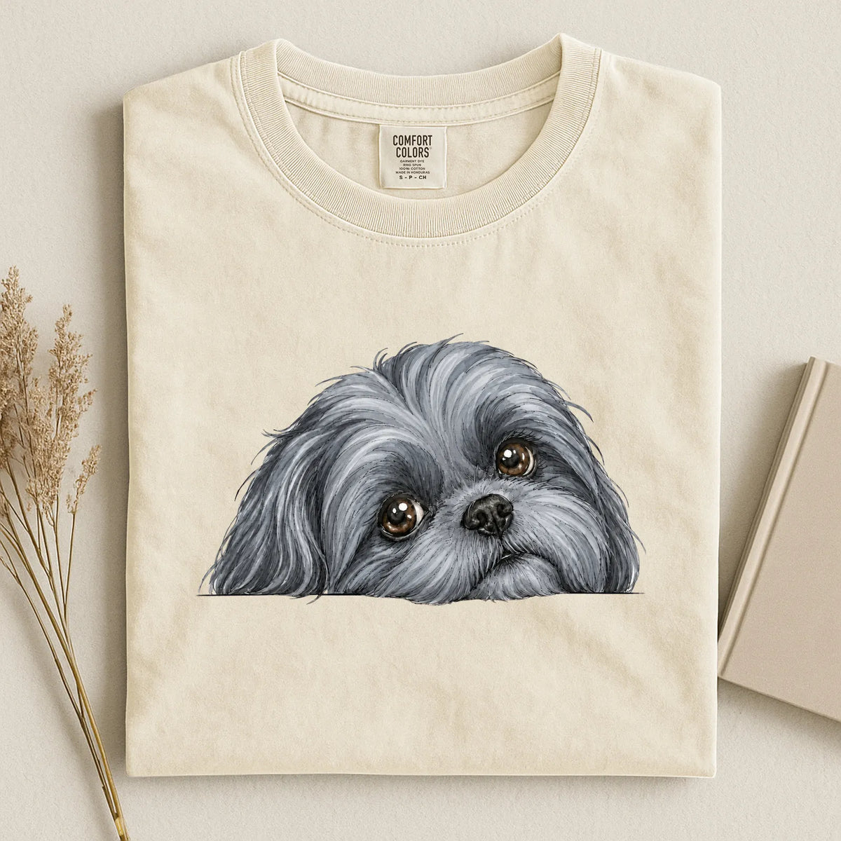 Blue Shih Tzu Face Comfort Color Unisex T-shirt