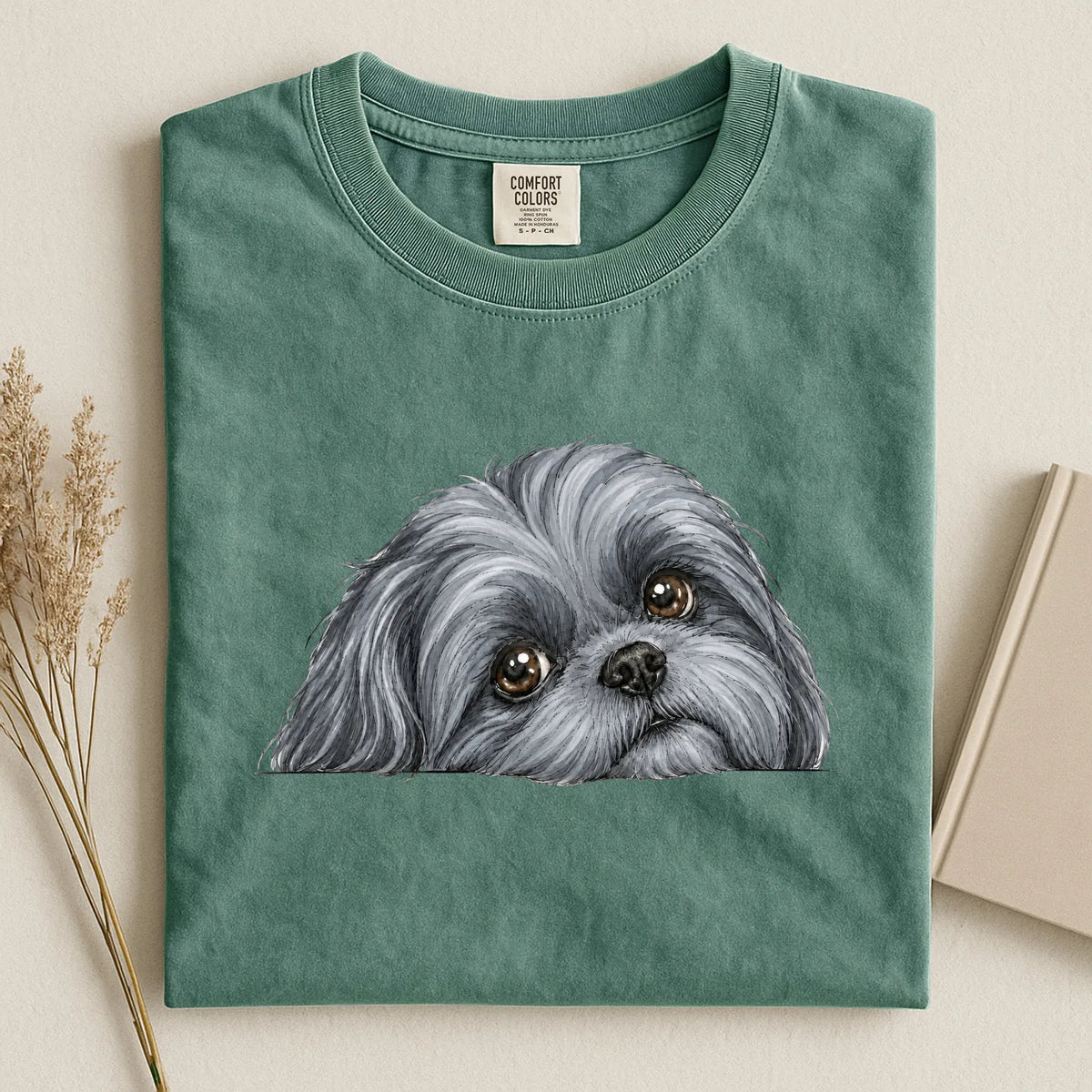 Blue Shih Tzu Face Comfort Color Unisex T-shirt