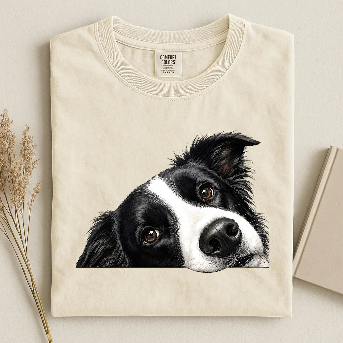 Border Collie Face Comfort Color T-shirt
