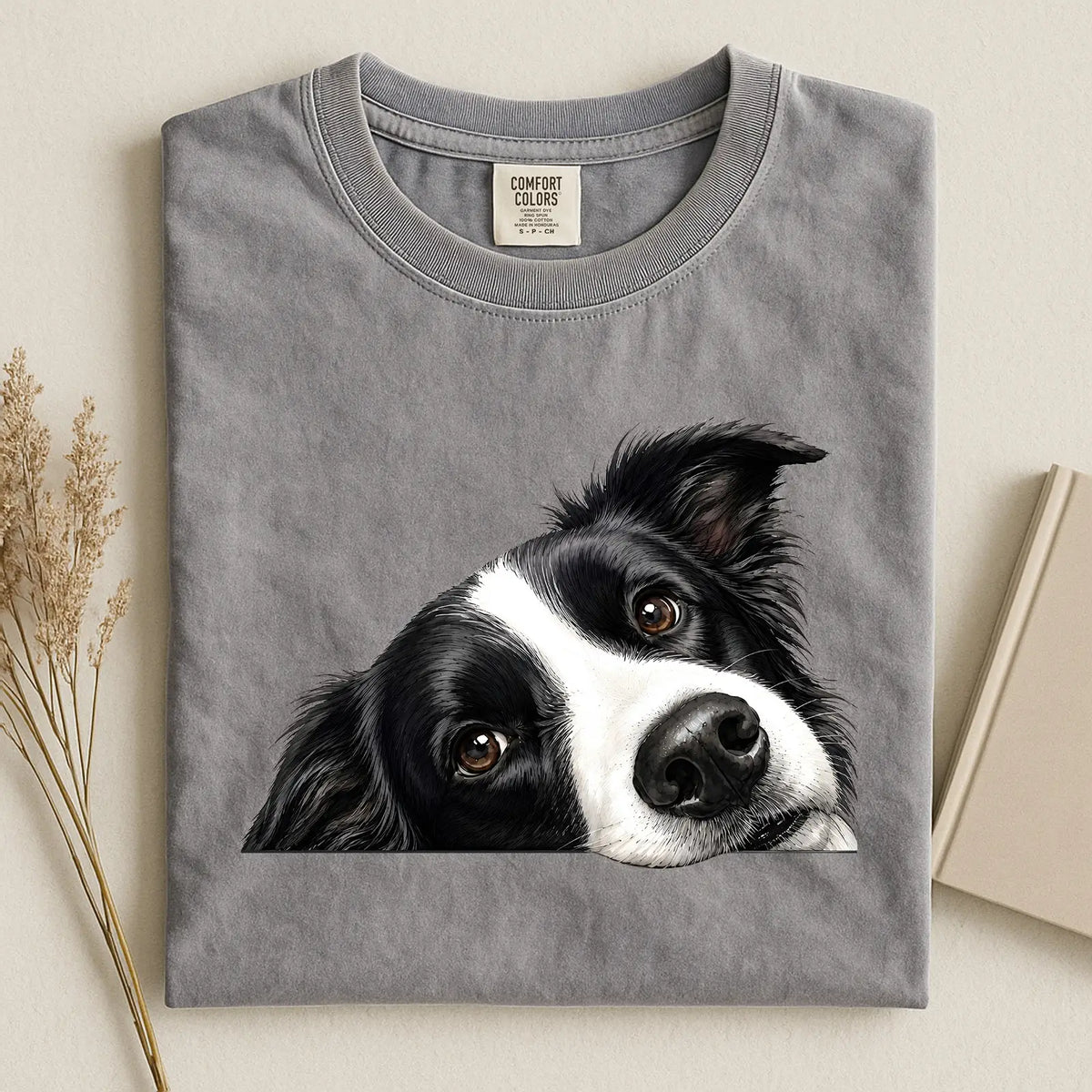 Border Collie Face Comfort Color T-shirt