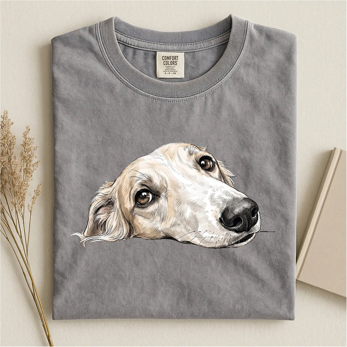 Borzoi Face Comfort Color T-shirt