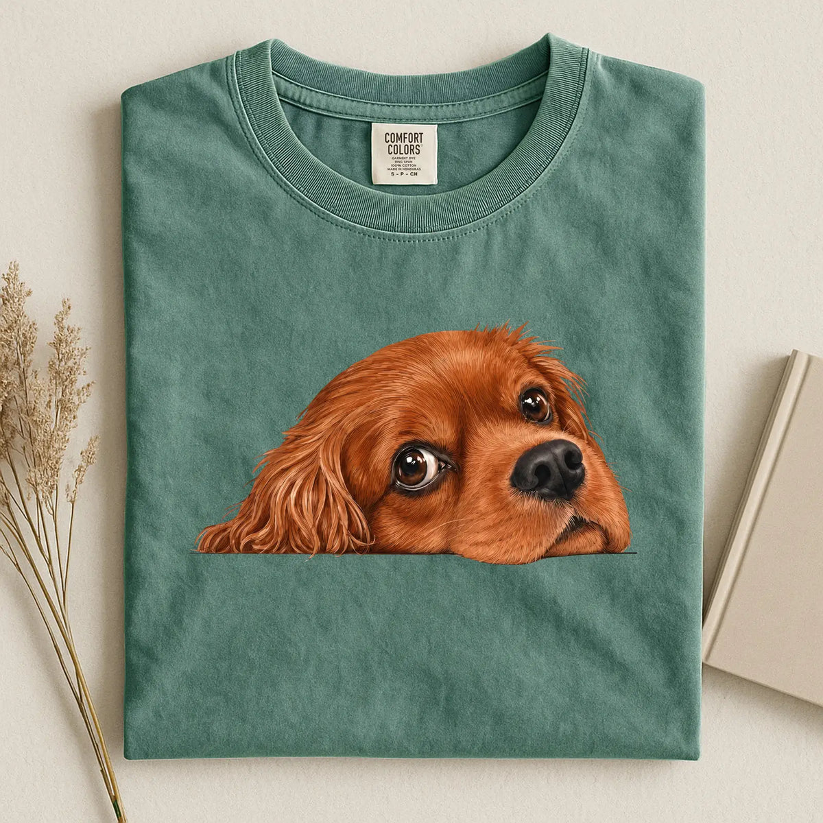Ruby Cavalier Charles King Spaniel Face Comfort Color T-shirt