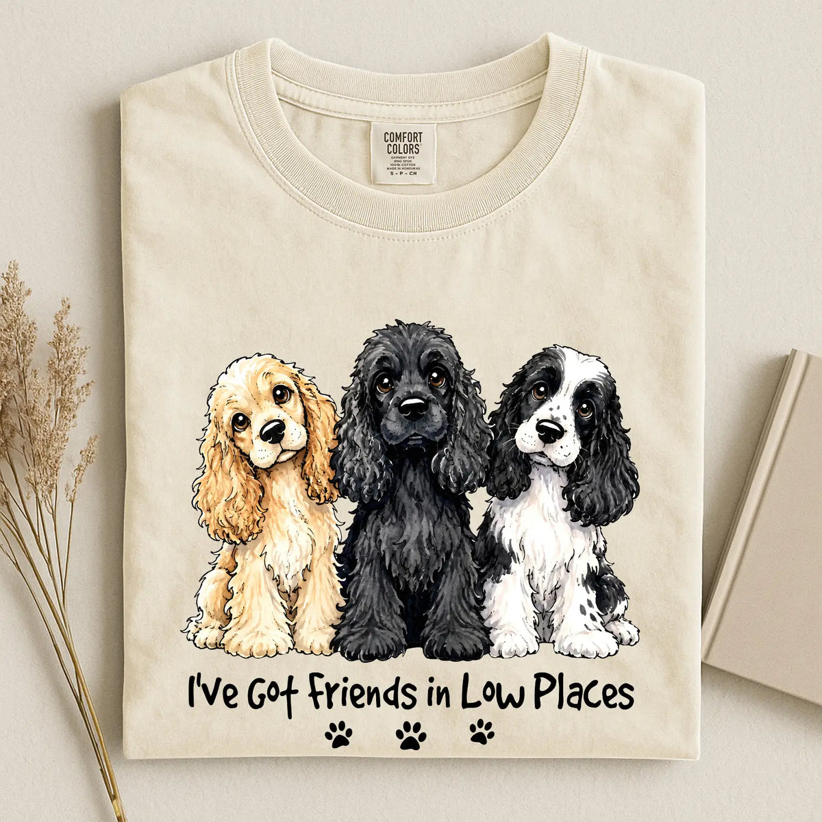 Cocker Spaniel - I've Got Friends in Low Places Comfort Color Unisex T-shirt