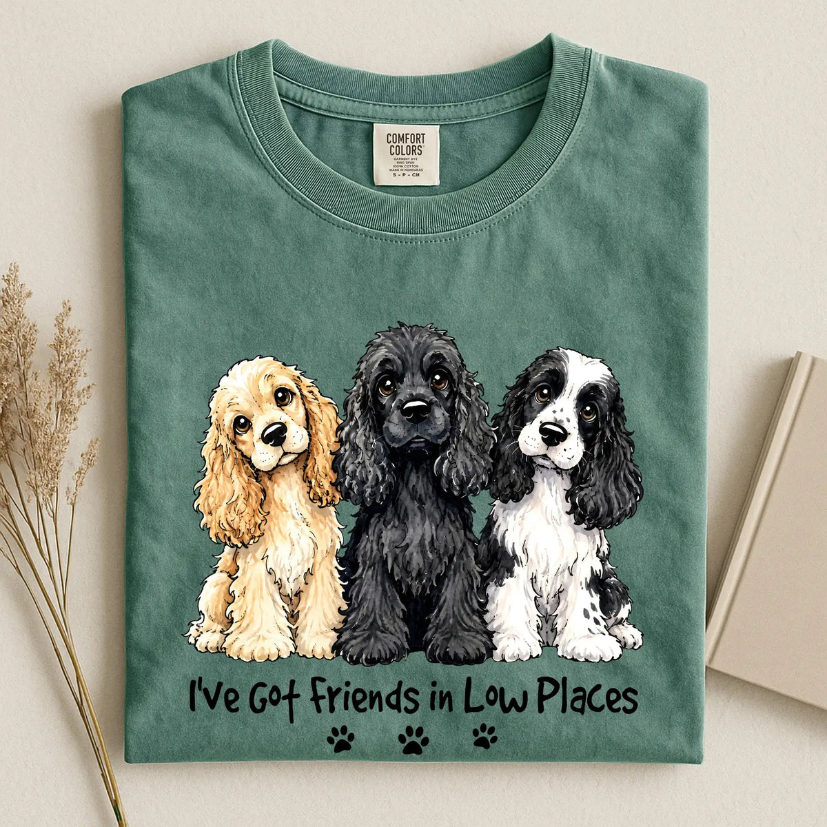 Cocker Spaniel - I've Got Friends in Low Places Comfort Color Unisex T-shirt
