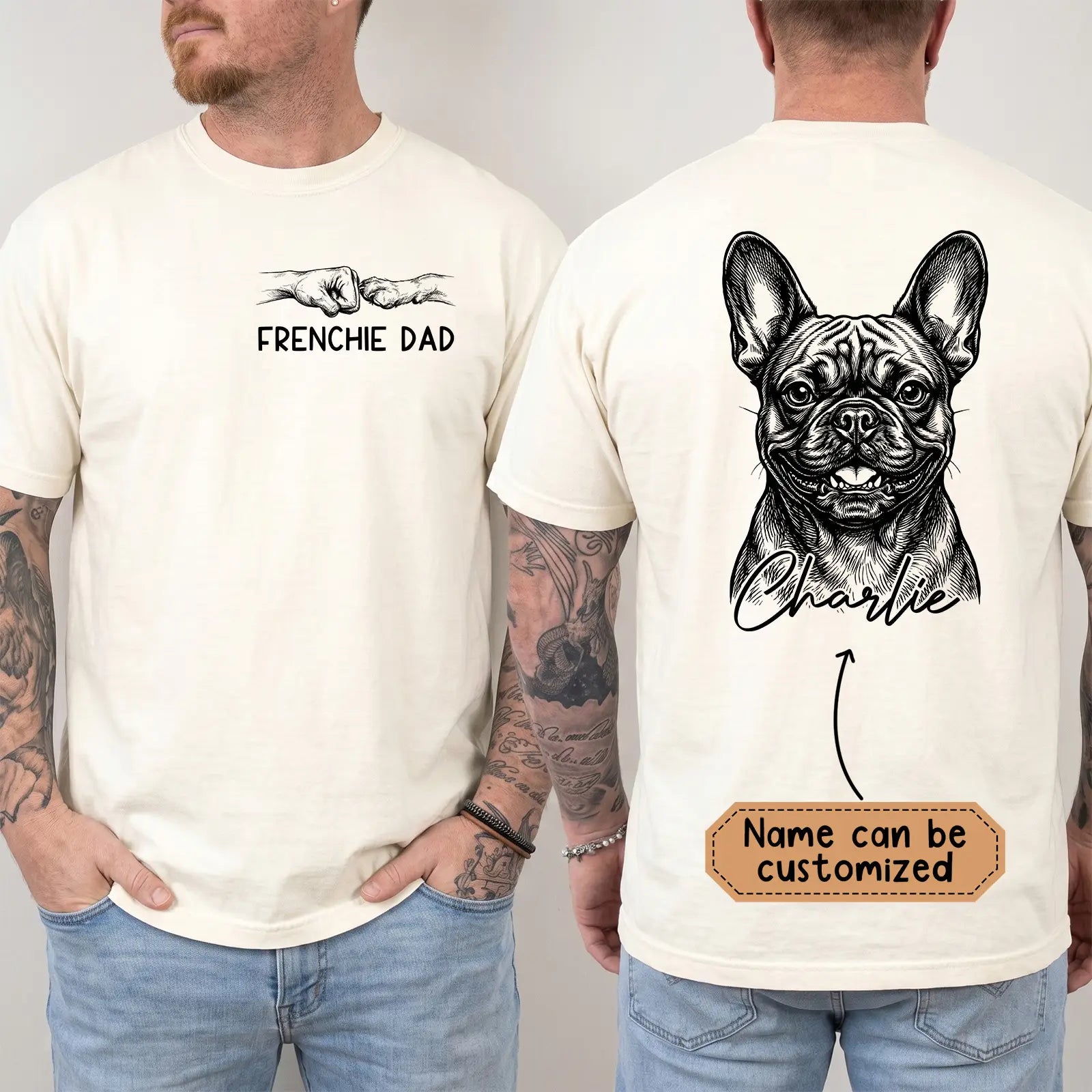 Custom Name Frenchie Dad Comfort Color T-shirt
