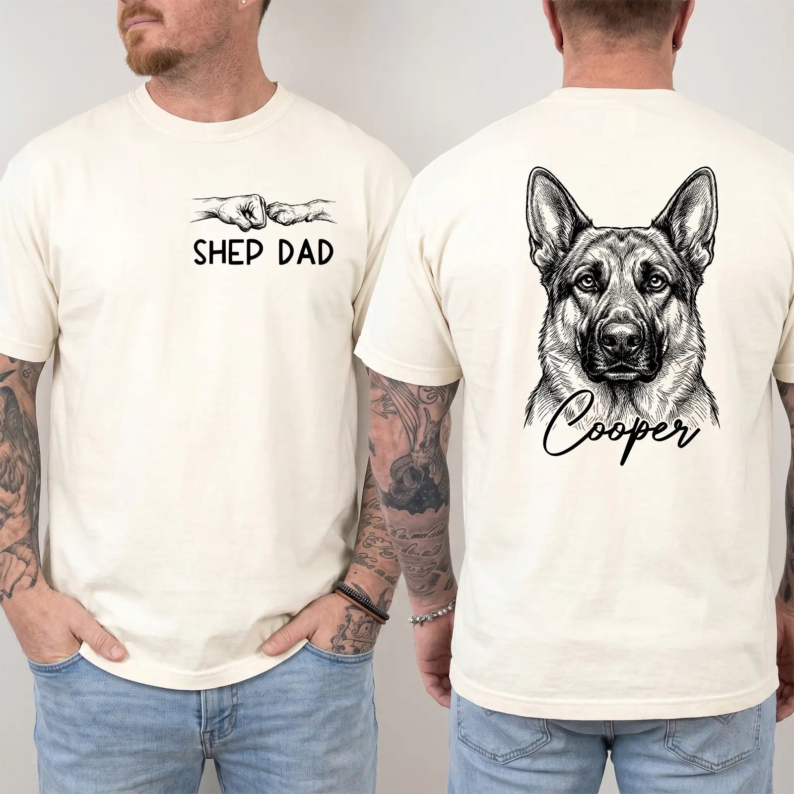 Custom Name German Shepherd Dad Comfort Color T-shirt