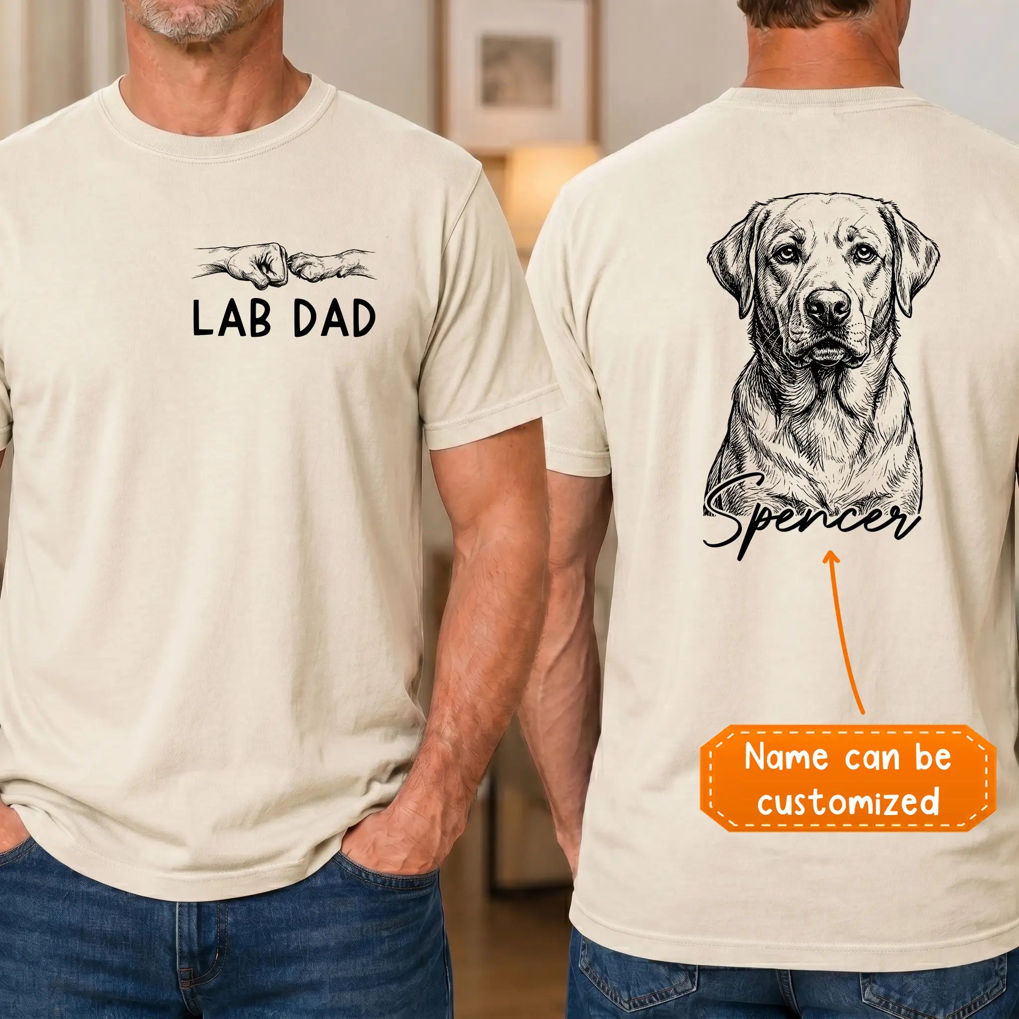 Custom Name Lab Dad Comfort Color T-shirt