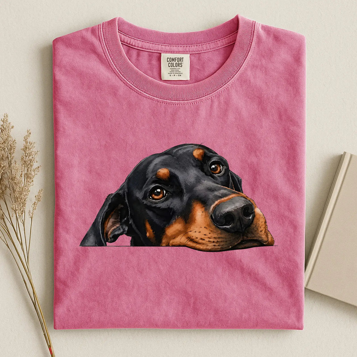 Doberman Pinscher Face Comfort Color T-shirt 2