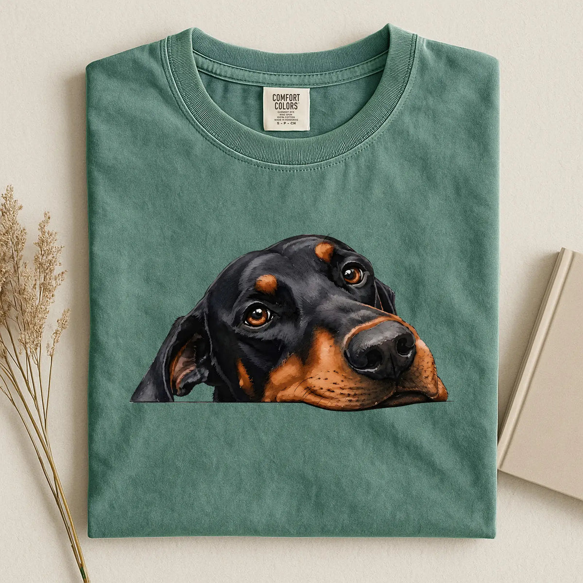 Doberman Pinscher Face Comfort Color T-shirt 2