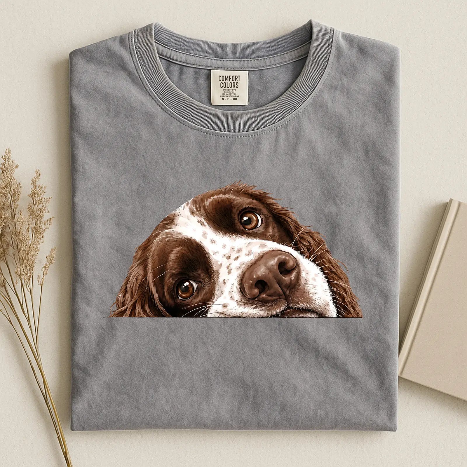 English Spring Spaniel Face Comfort Color T-shirt