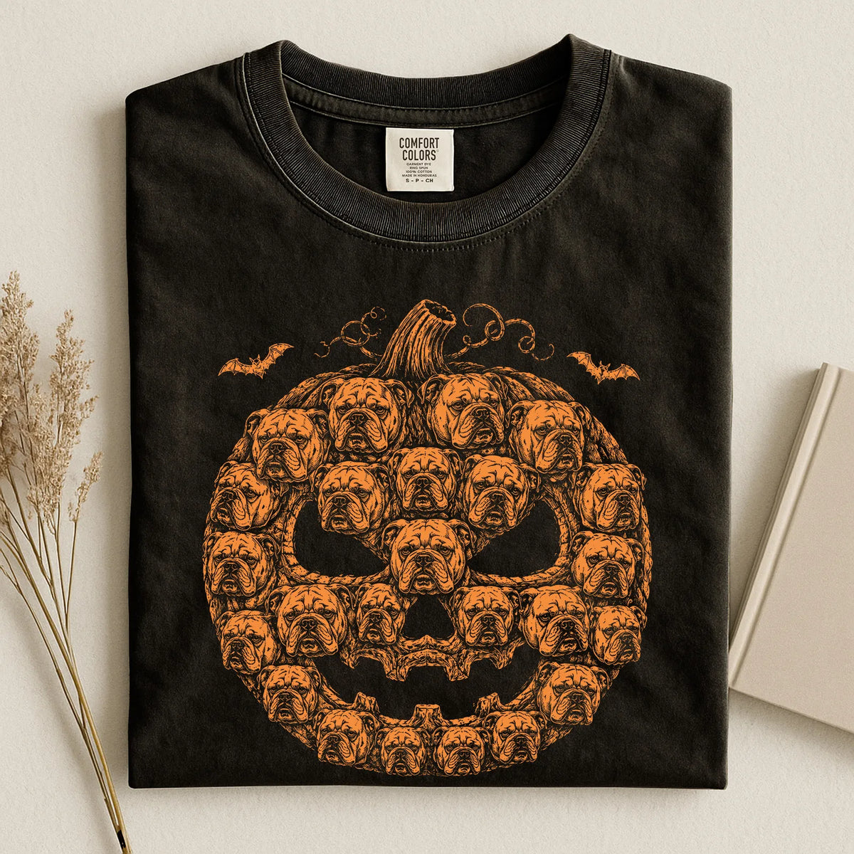 English Bulldog Pumpkin Comfort Color Unisex T-shirt