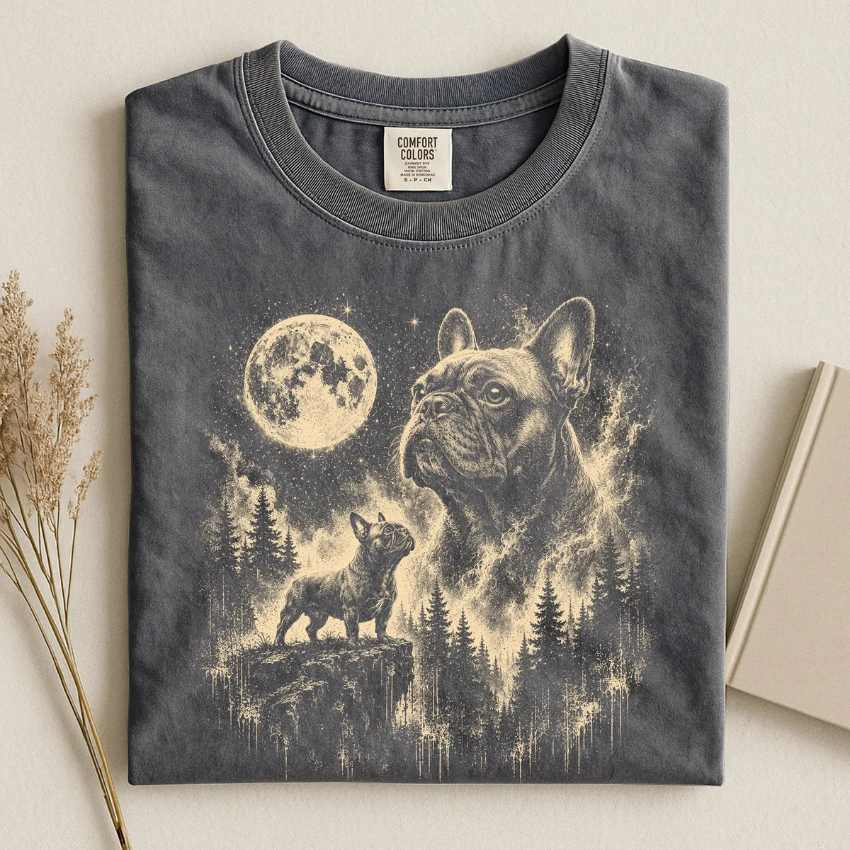 French Bulldog Howling To The Moon Comfort Color T-shirt