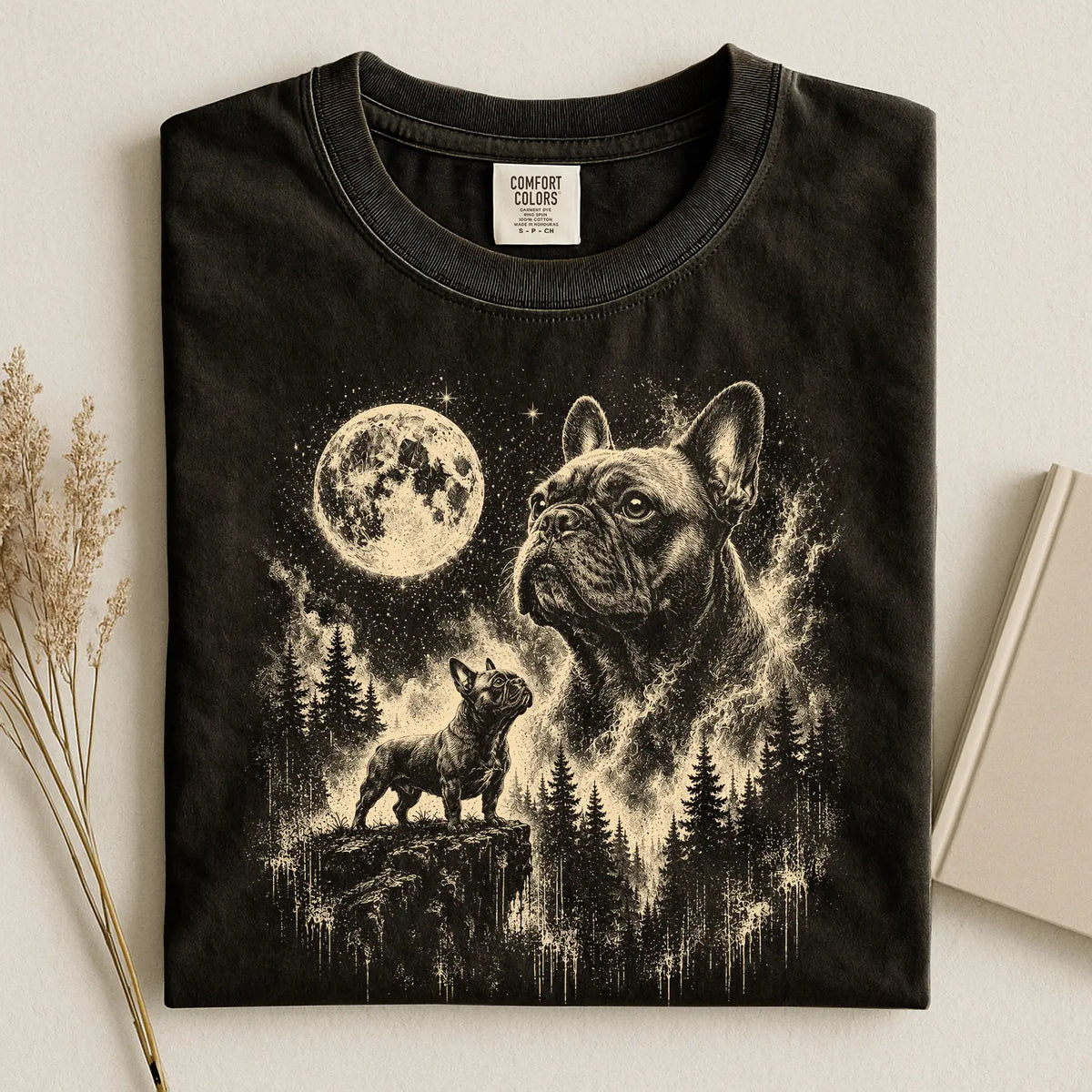 French Bulldog Howling To The Moon Comfort Color T-shirt