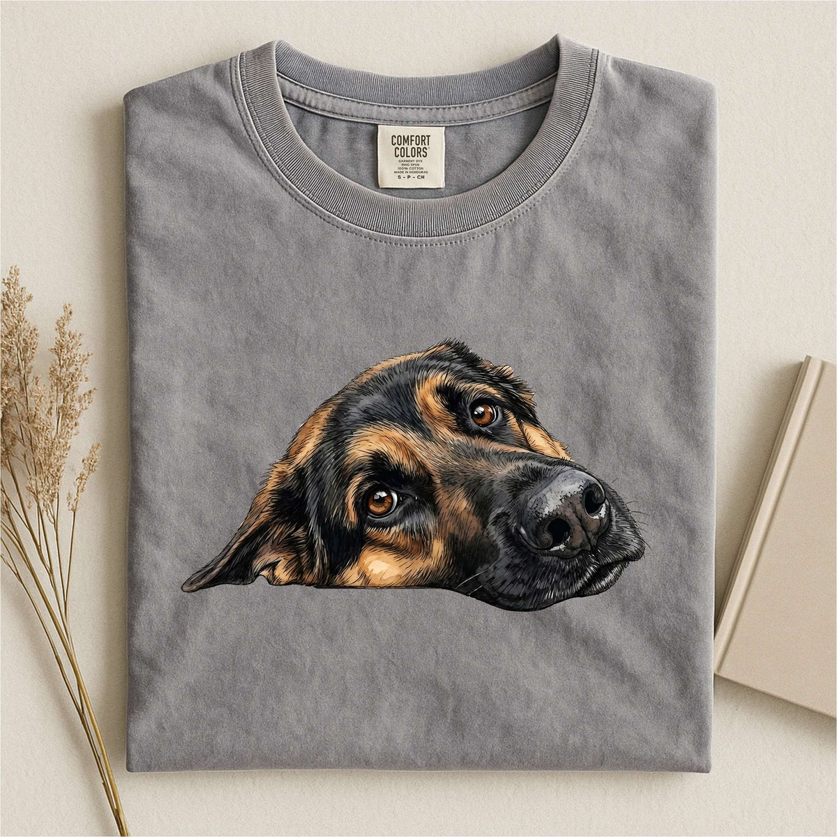 German Shepherd Face Comfort Color T-shirt