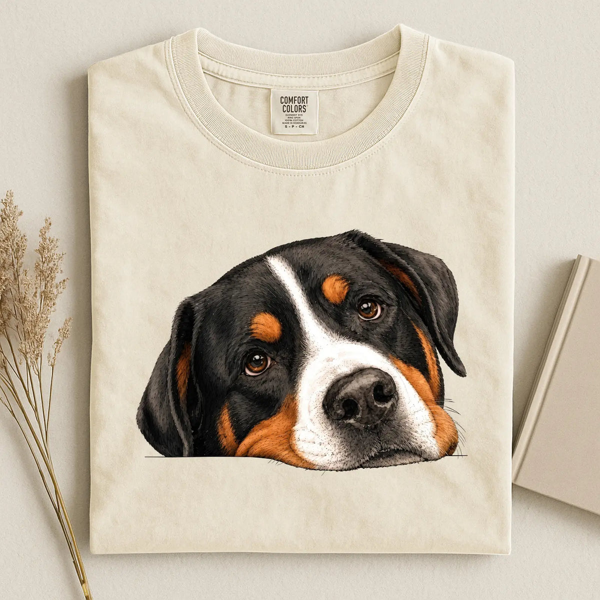 Great Swiss Mountain Dog Face Comfort Color T-shirt.