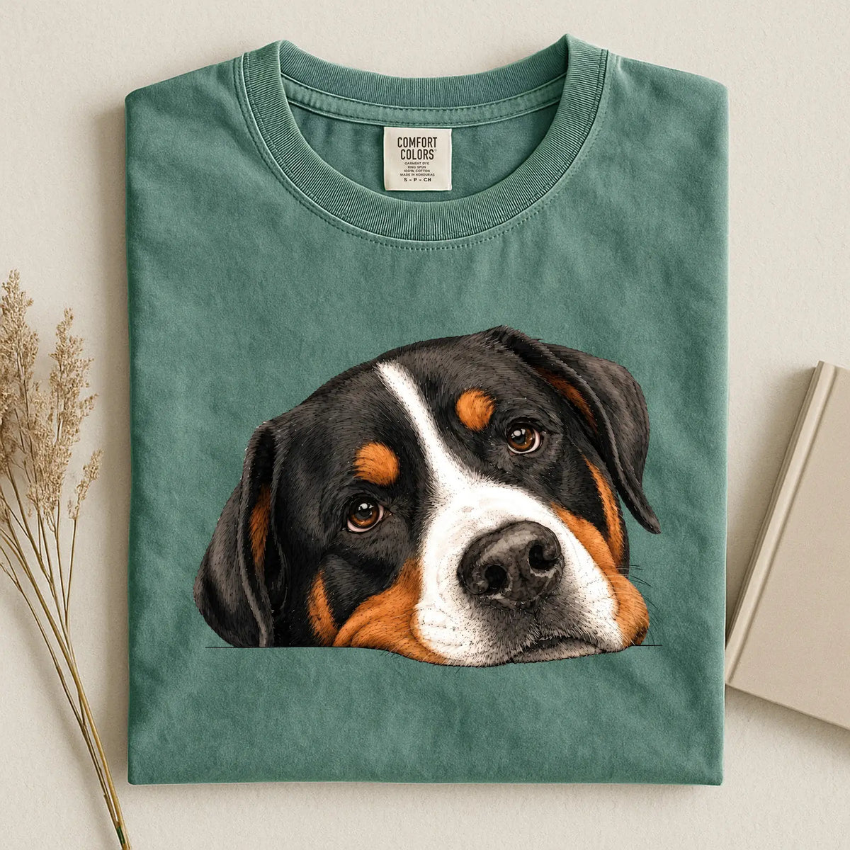 Great Swiss Mountain Dog Face Comfort Color T-shirt.