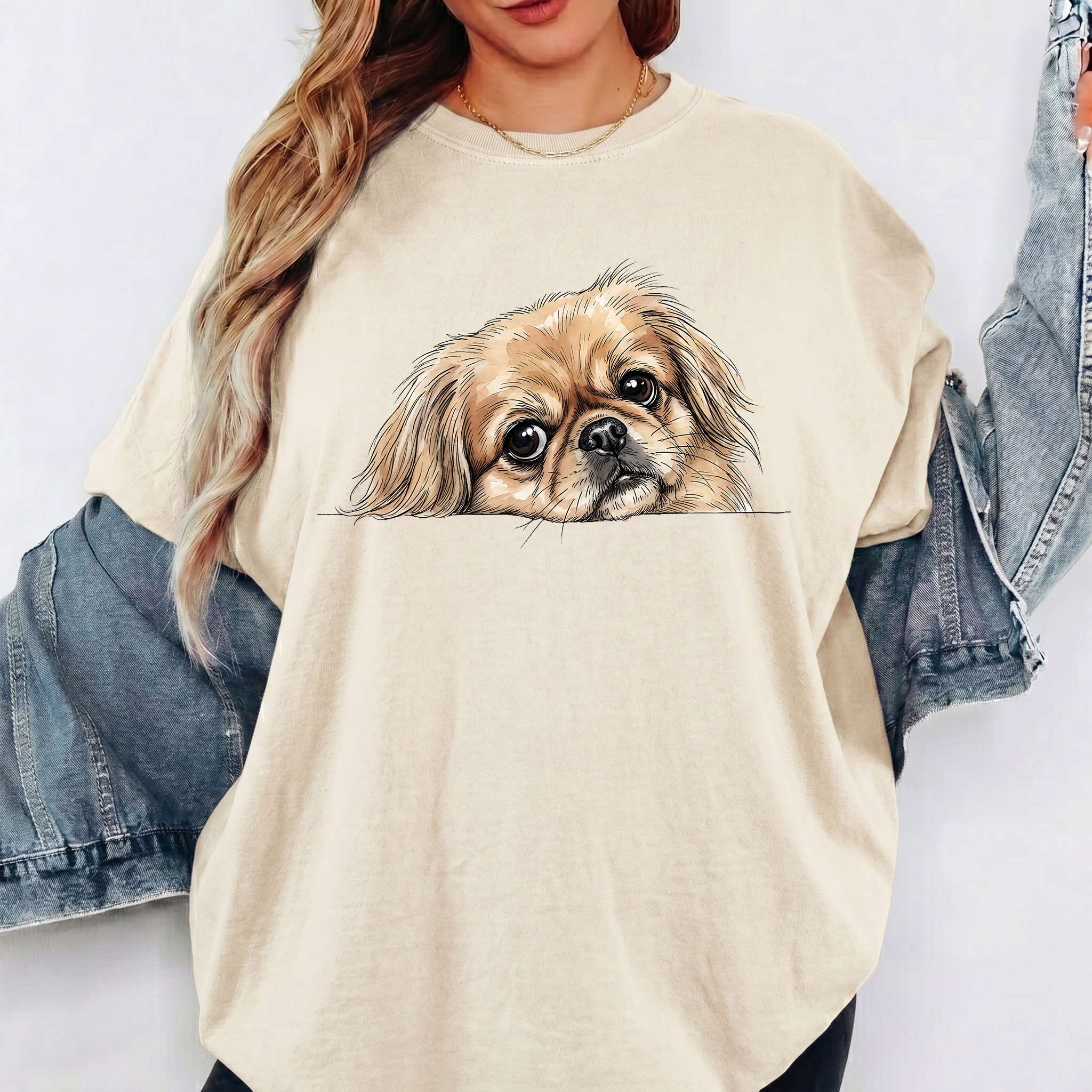 Pekingese Face Comfort Color T-shirt