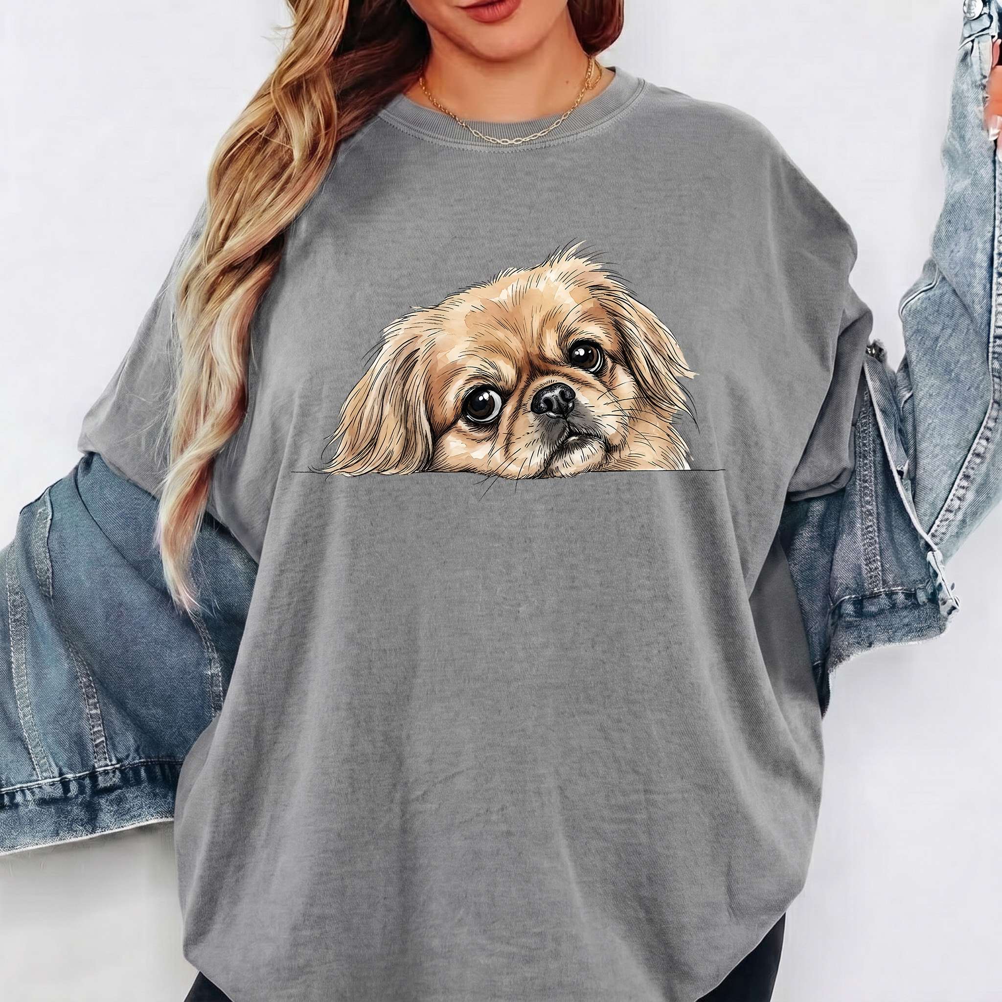 Pekingese Face Comfort Color T-shirt