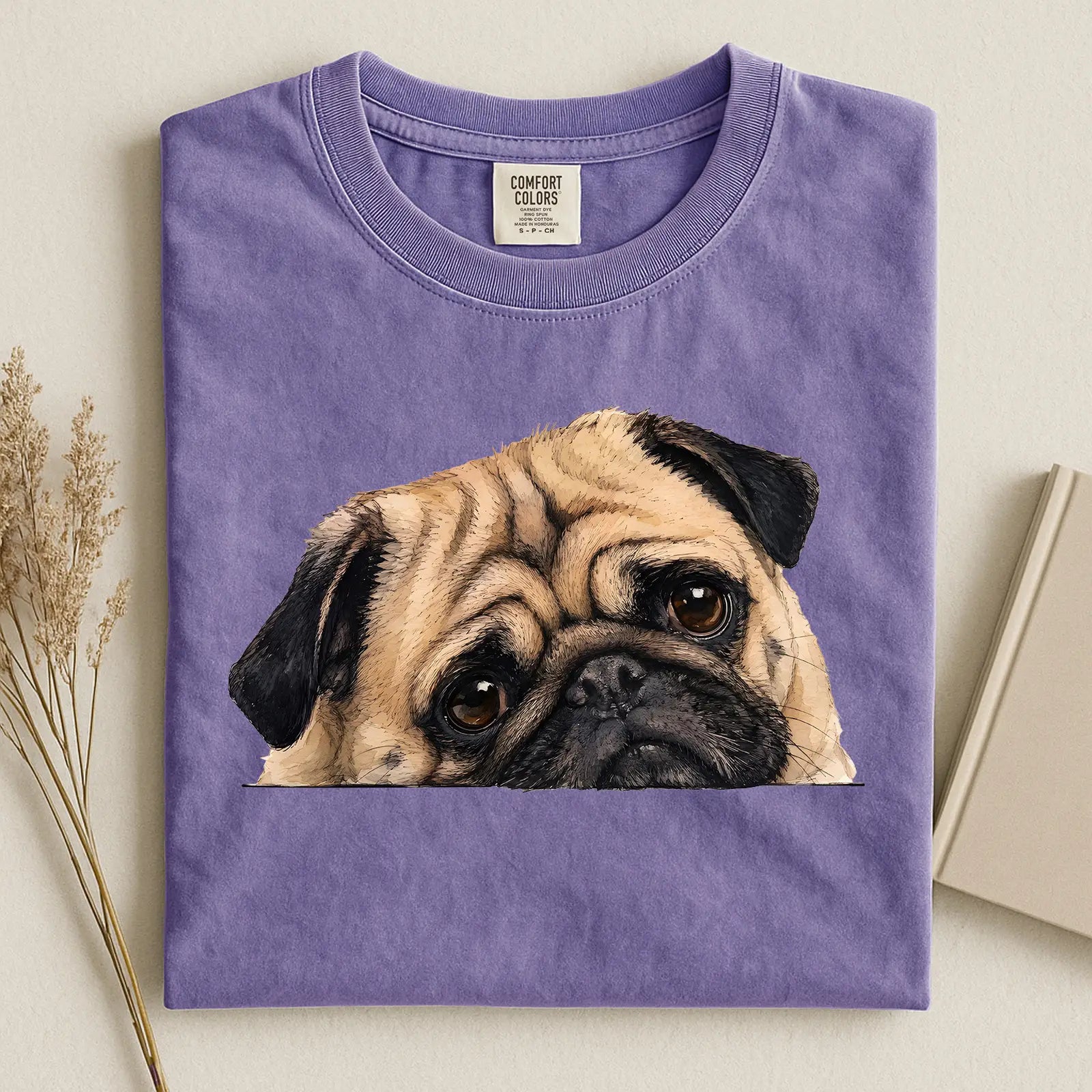 Pug Face Comfort Color T-shirt.