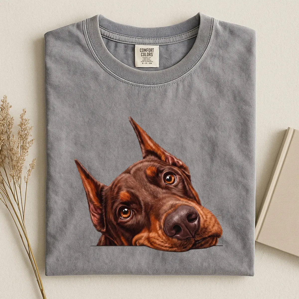 Red Doberman Pinscher Face Comfort Color T-shirt
