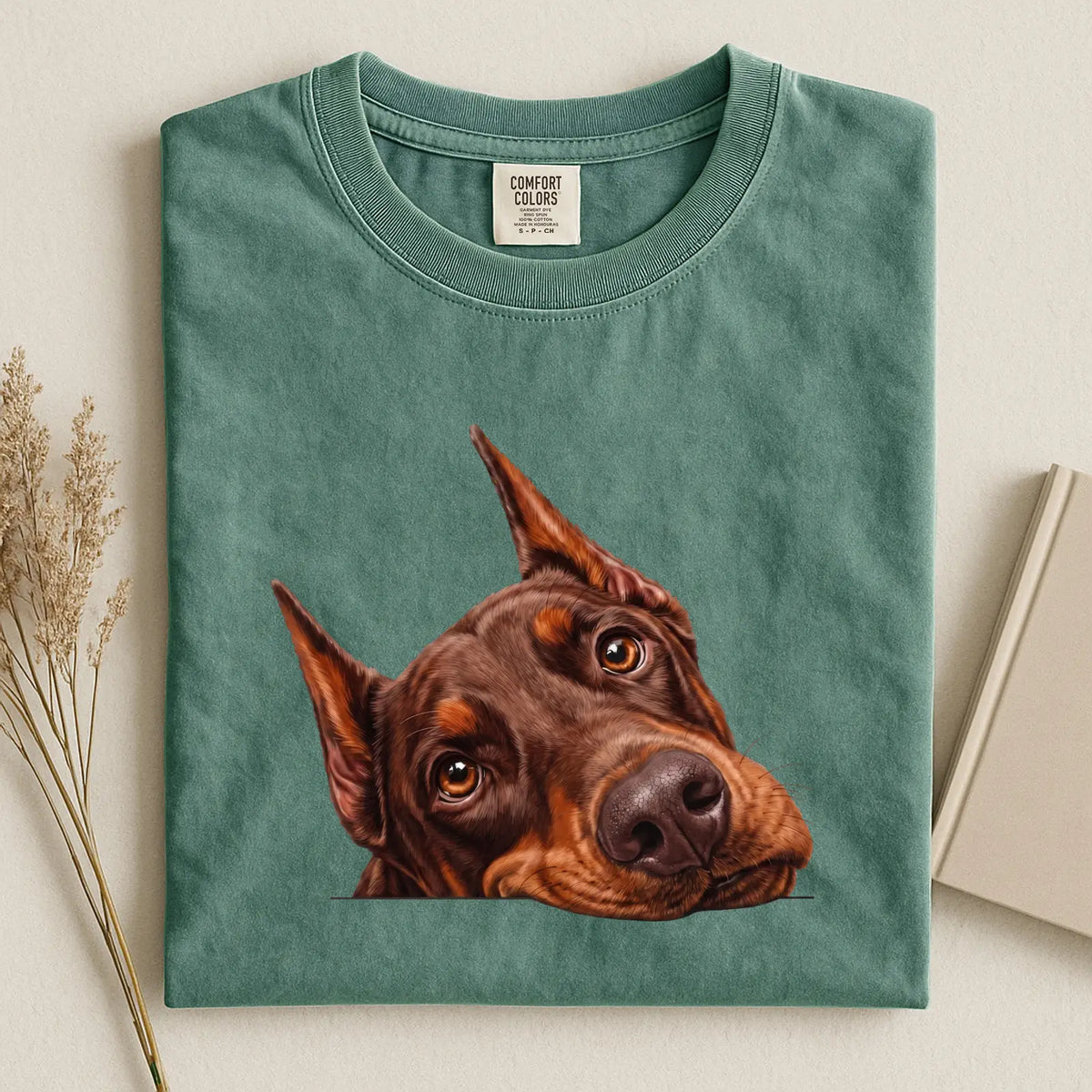 Red Doberman Pinscher Face Comfort Color T-shirt