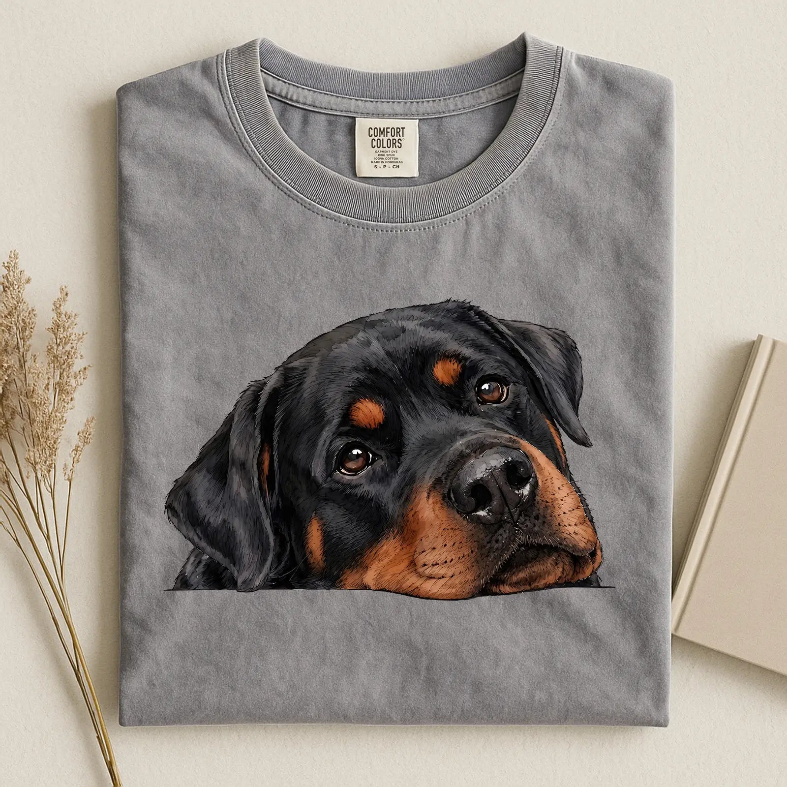 Rottweiler Face Comfort Color T-shirt