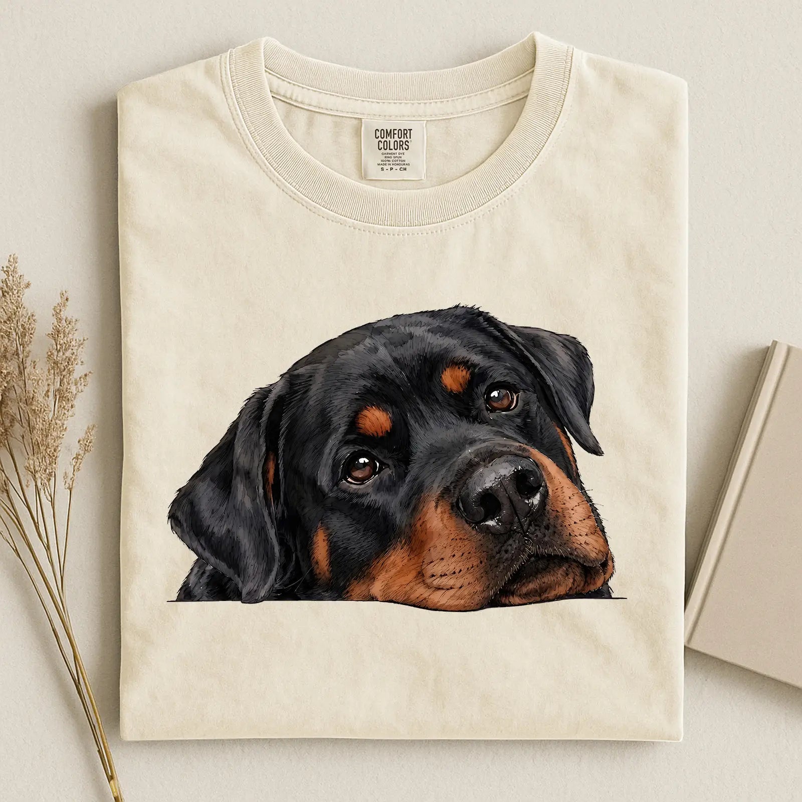 Rottweiler Face Comfort Color T-shirt
