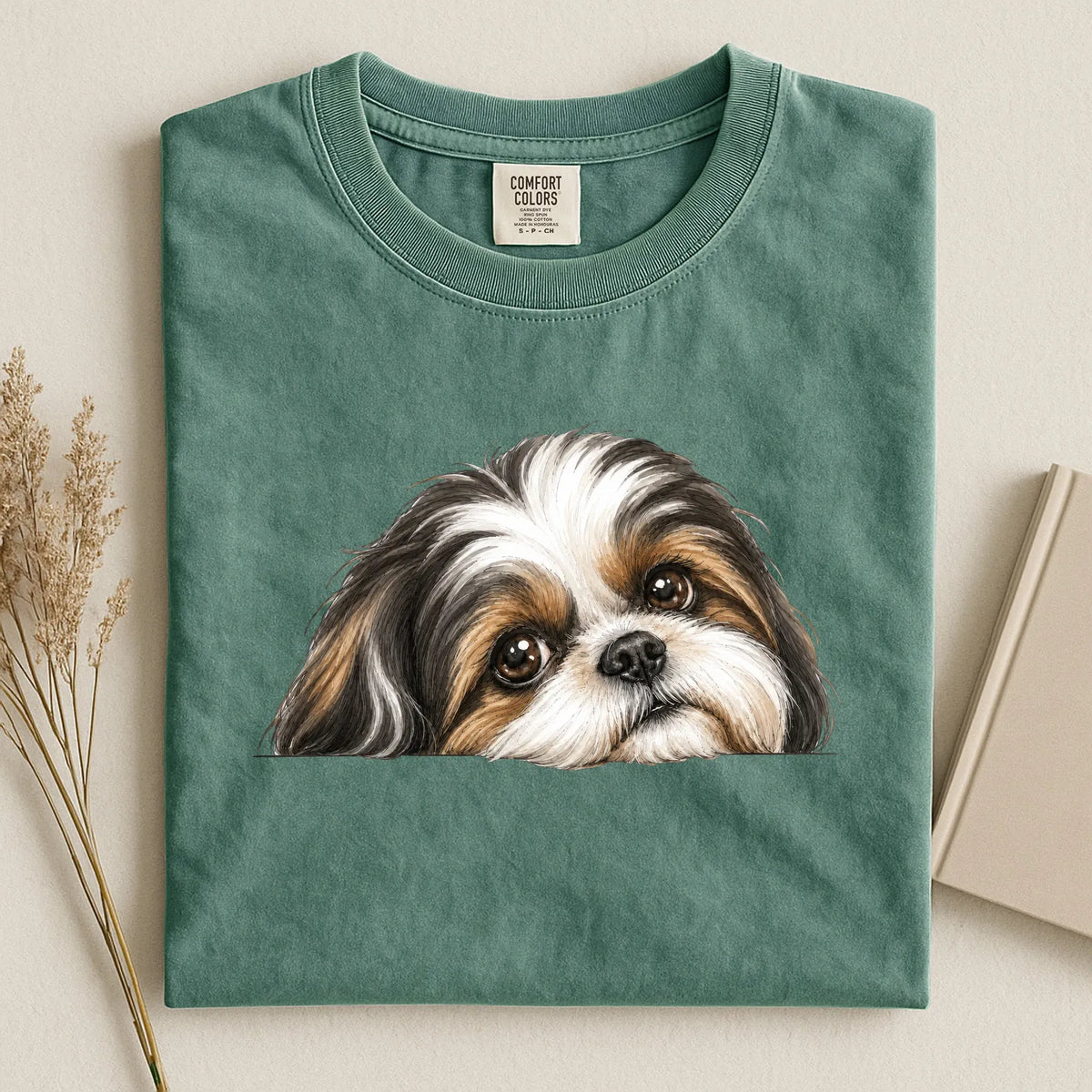 Tri-color Shih Tzu Face Comfort Color Unisex T-shirt