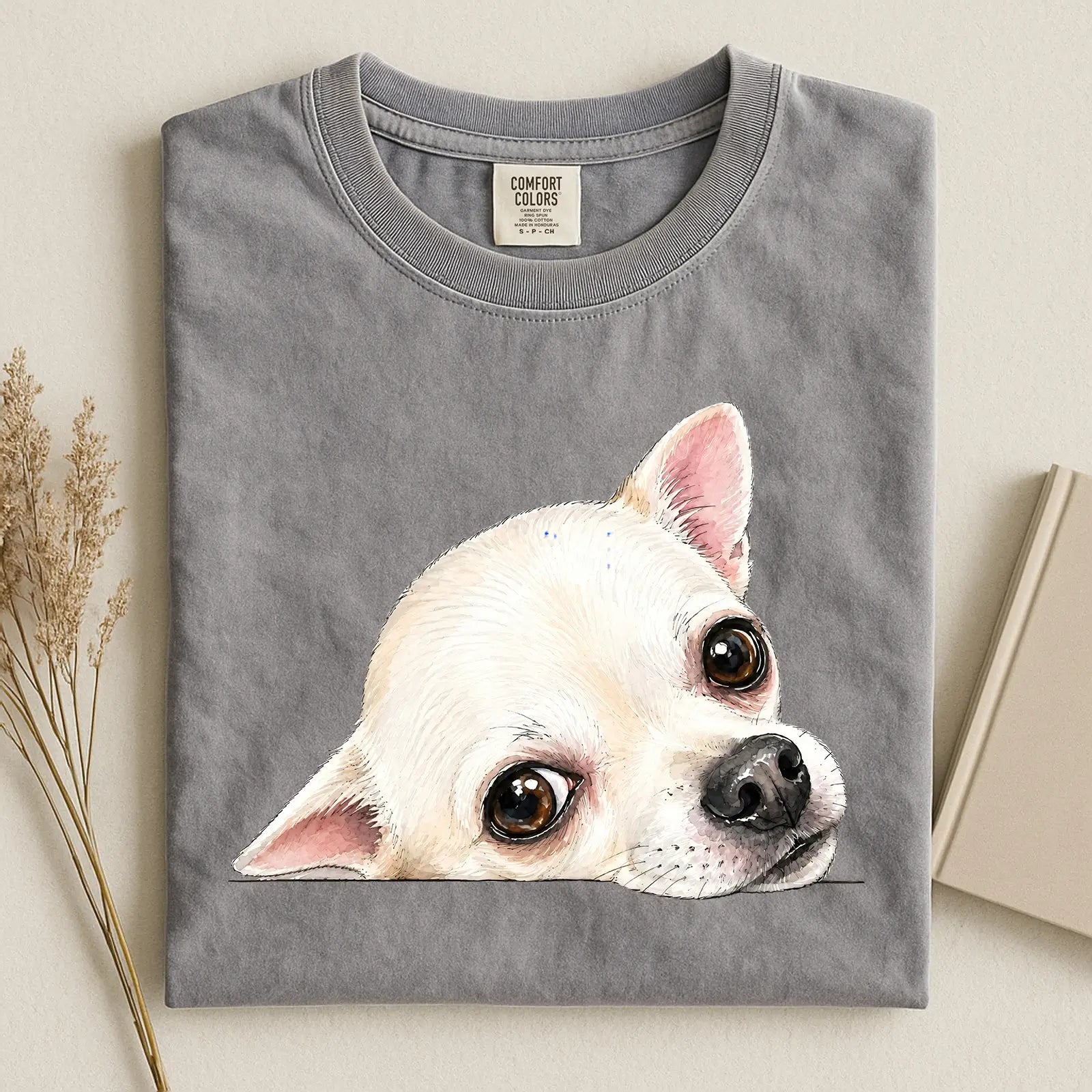White Chihuahua Face Comfort Color T-shirt