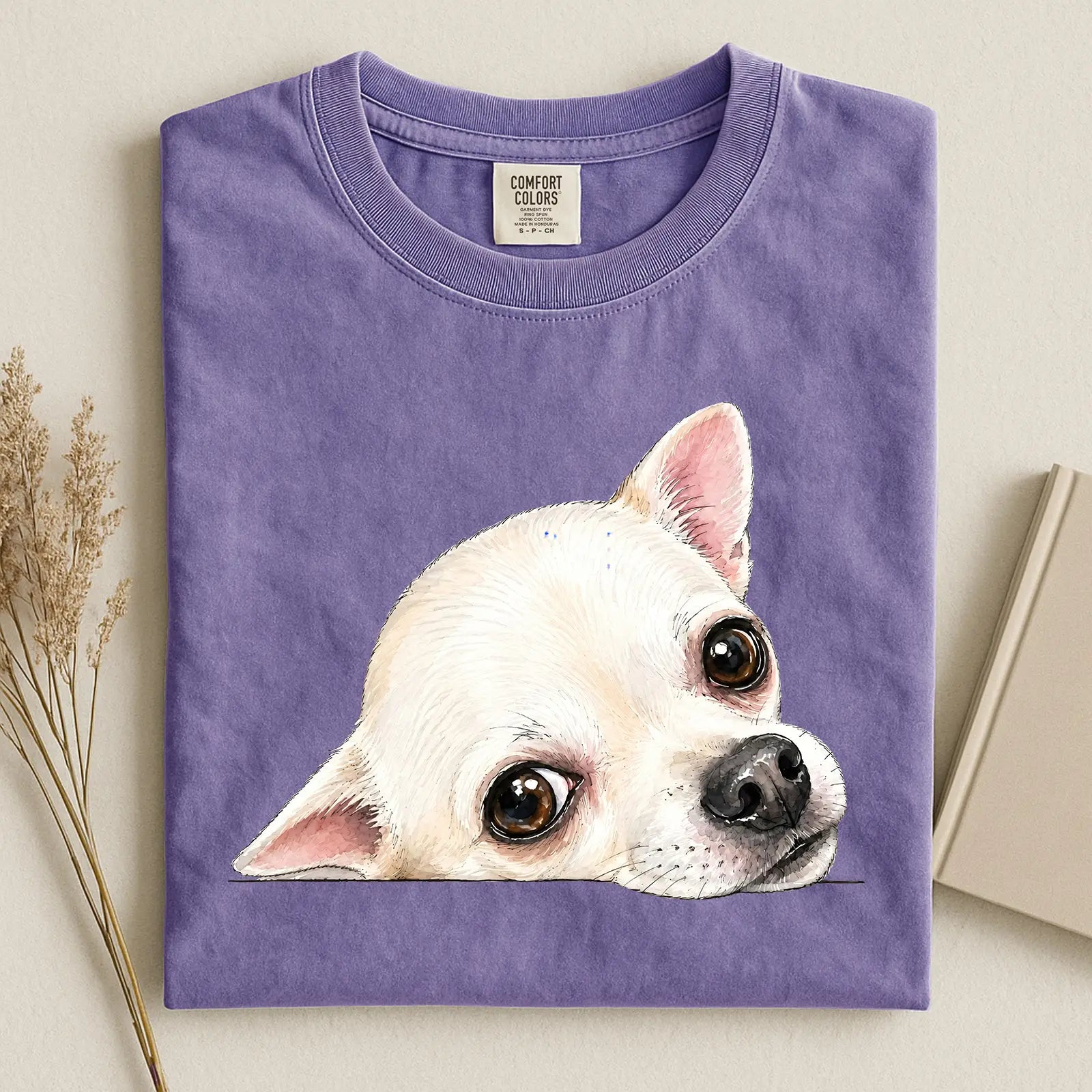 White Chihuahua Face Comfort Color T-shirt