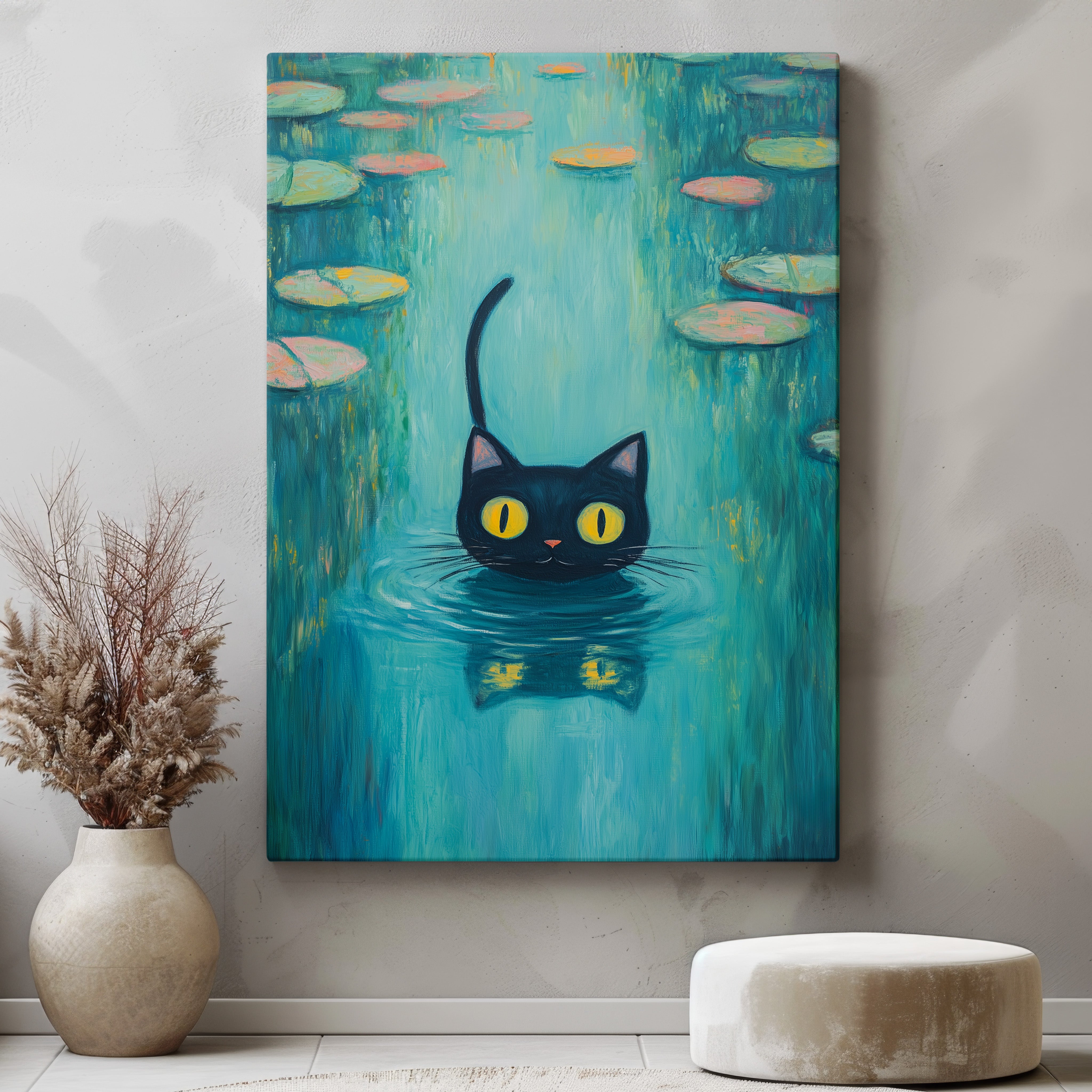 Cat In Water Canvas - Best Cat Canvas