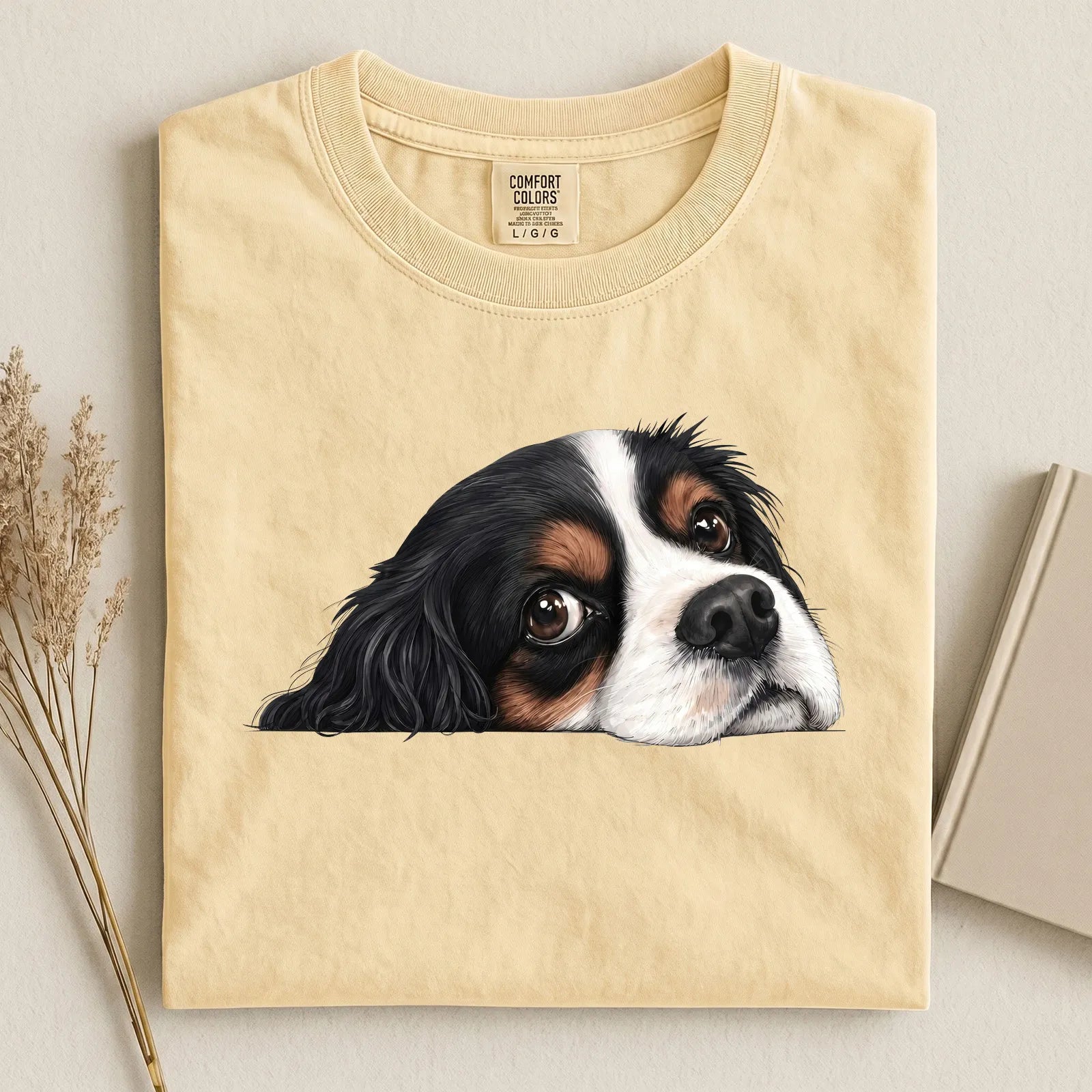 Cavalier Charles King Spaniel Tri-color Face Comfort Color Unisex T-shirt