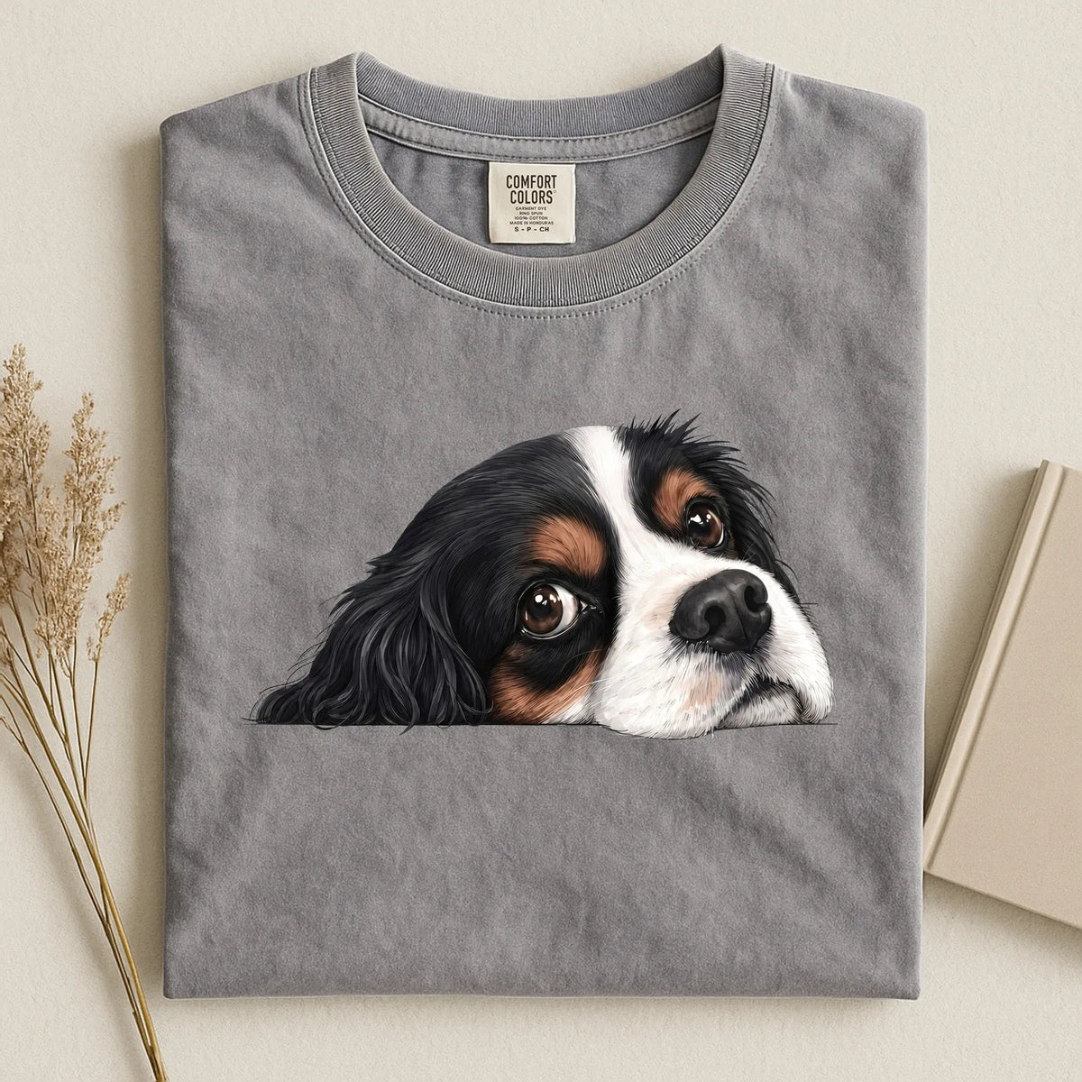 Cavalier Charles King Spaniel Tri-color Face Comfort Color Unisex T-shirt